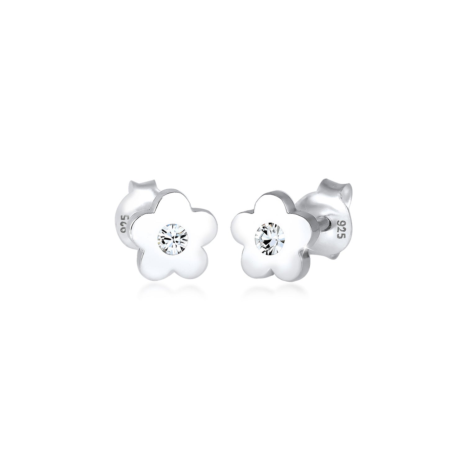 Weiß - Elli | Ohrstecker Blume | Mit Kristallen von Swarovski® (Weiß) | 925er Sterling Silber