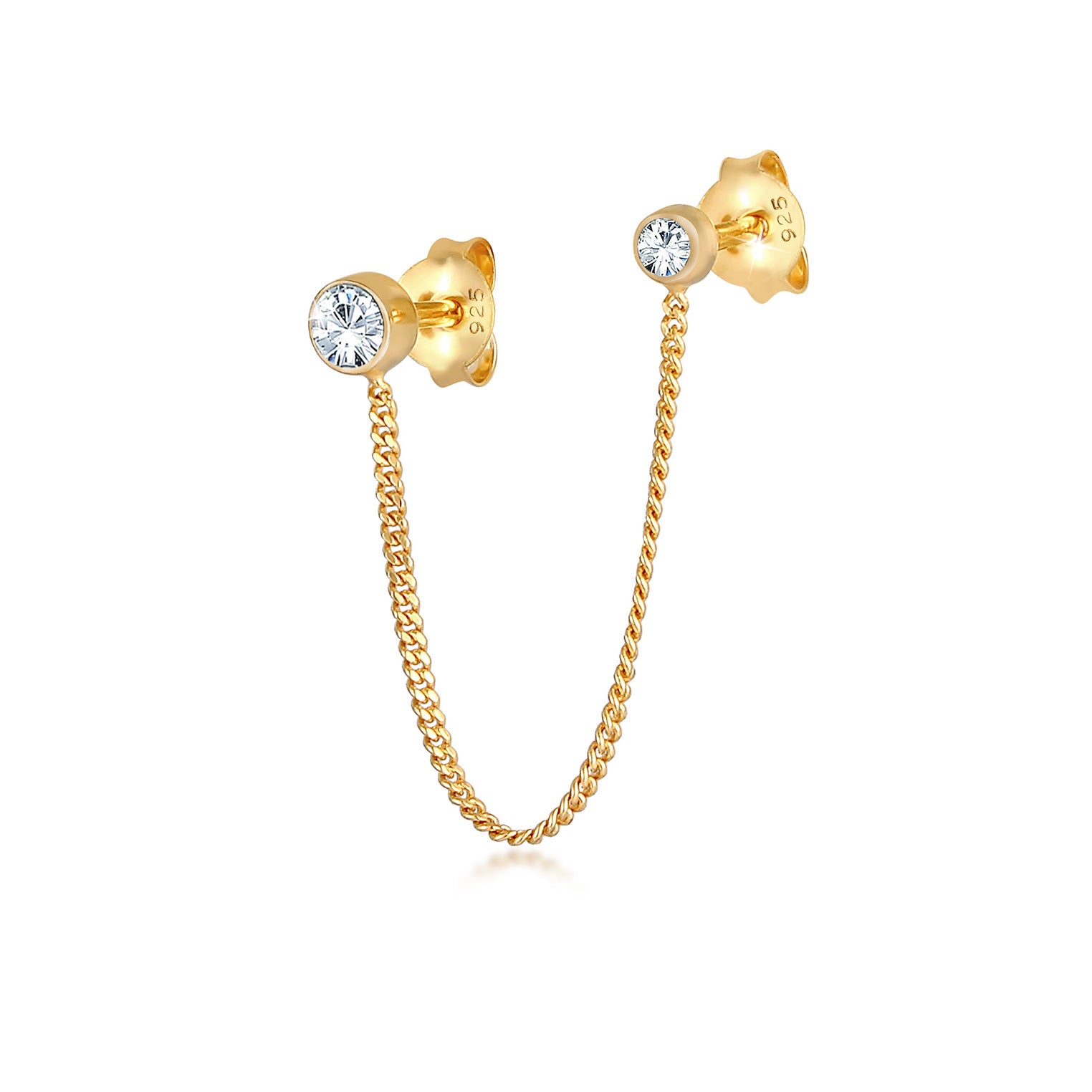 Gold - Elli | Ohrhänger| Mit Kristallen von Swarovski® (Weiß) | 925 Sterling Silber vergoldet