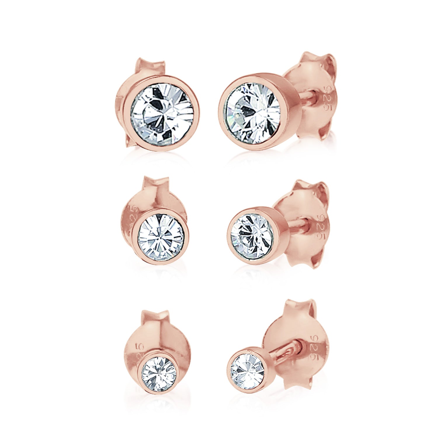 Roségold - Elli | Ohrstecker | Mit Kristallen von Swarovski® (Weiß) | 925 Sterling Silber Rosegold