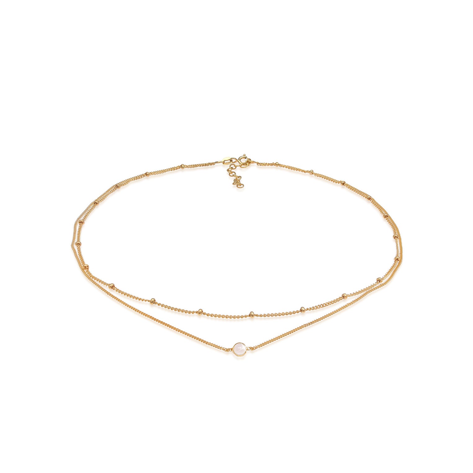 Gold - Elli | Layer-Choker | Quarz (Rosa) | 925 Sterling Silber vergoldet