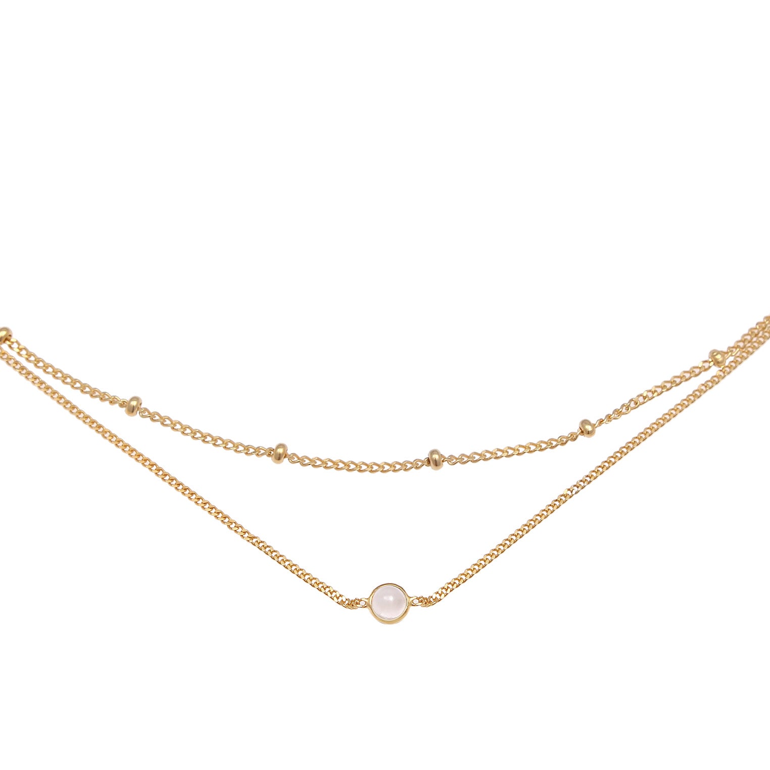 Gold - Elli | Layer-Choker | Quarz (Rosa) | 925 Sterling Silber vergoldet