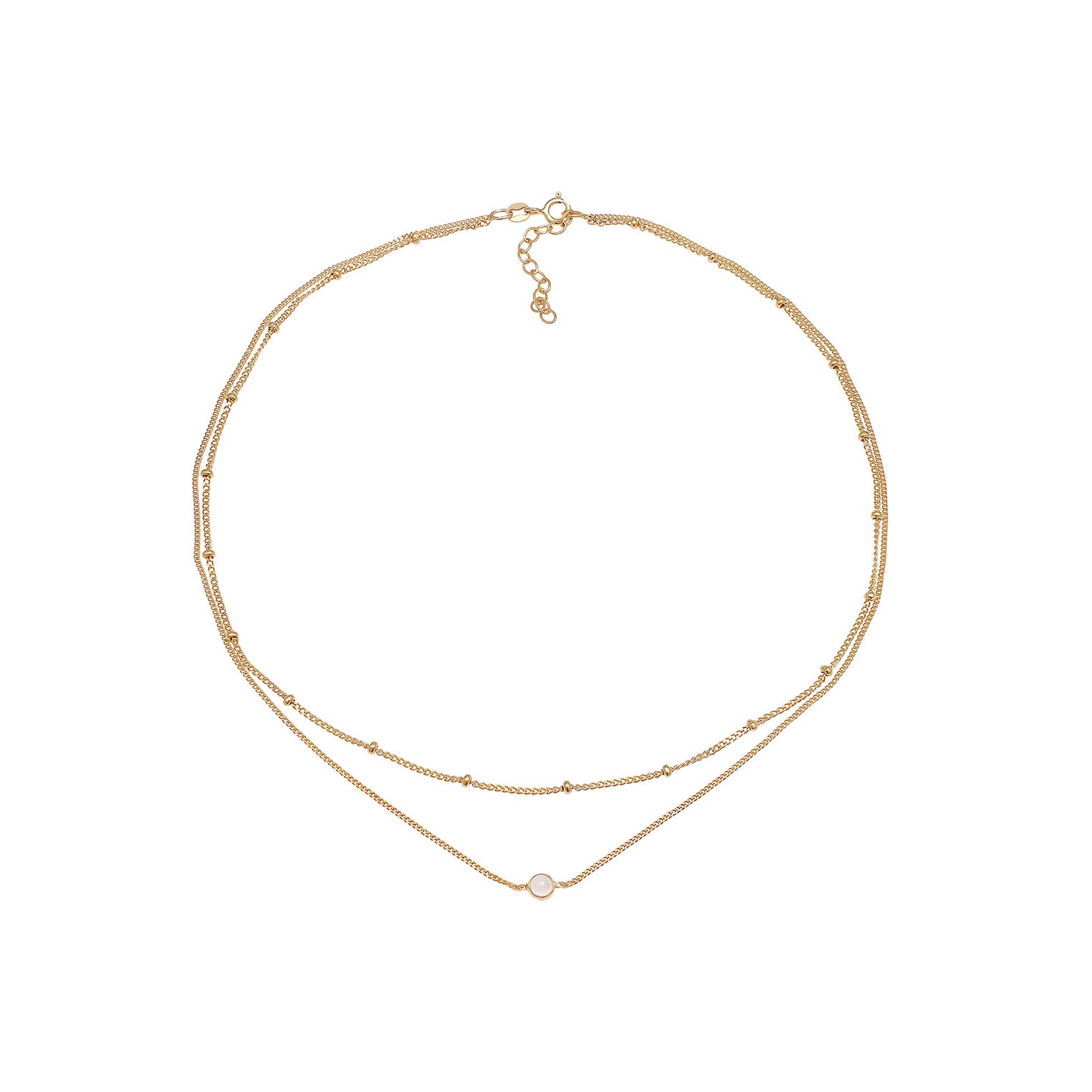 Gold - Elli | Layer-Choker | Quarz (Rosa) | 925 Sterling Silber vergoldet