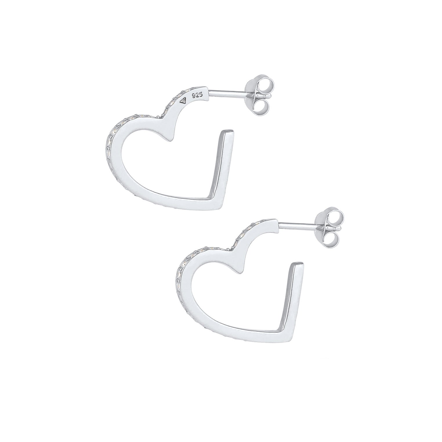 Silber - Elli PREMIUM | Ohrstecker Herz | Kristall ( Weiß ) | 925er Sterling Silber