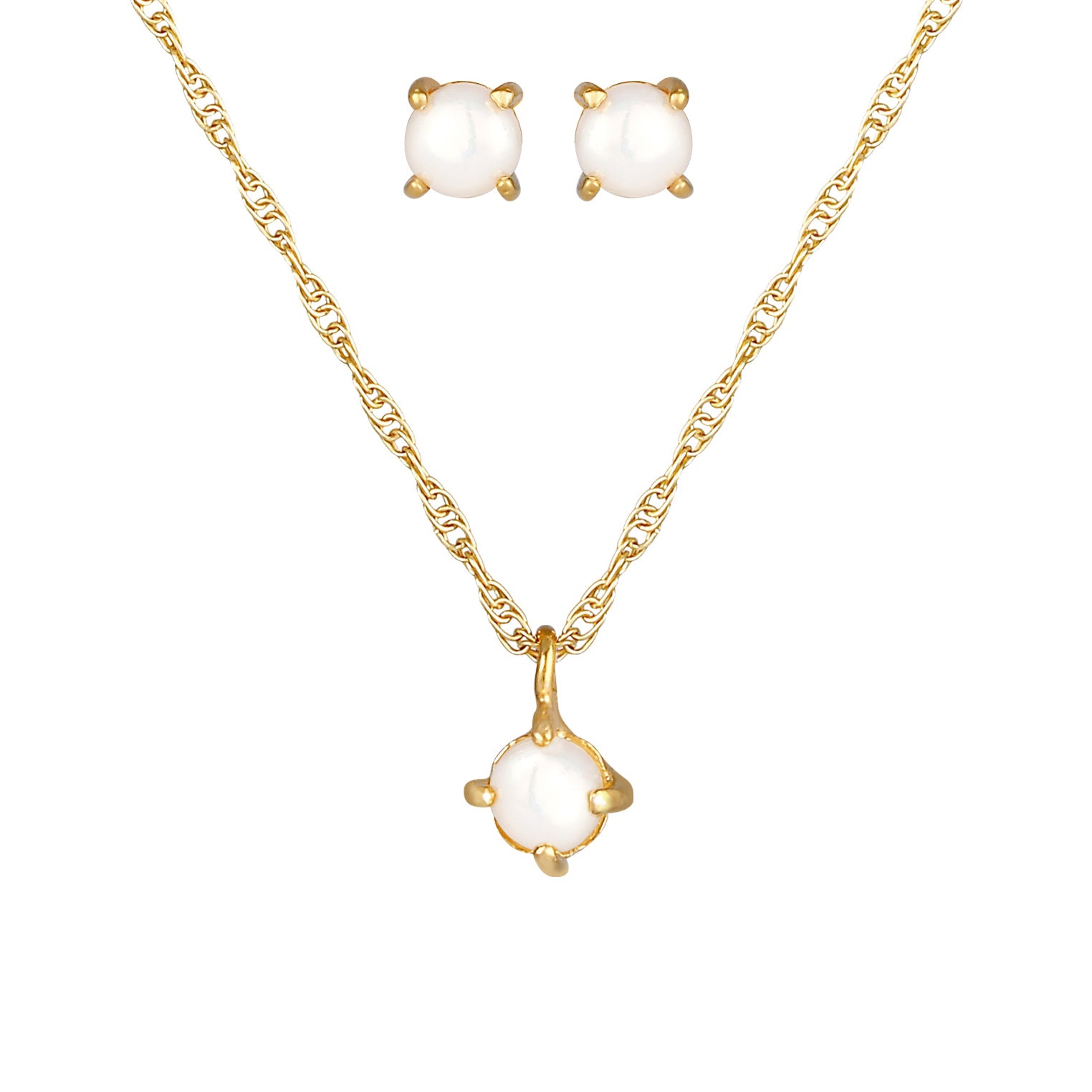 Gold - Elli | Schmuckset  | Süßwasserperle | 925 Sterling Silber vergoldet