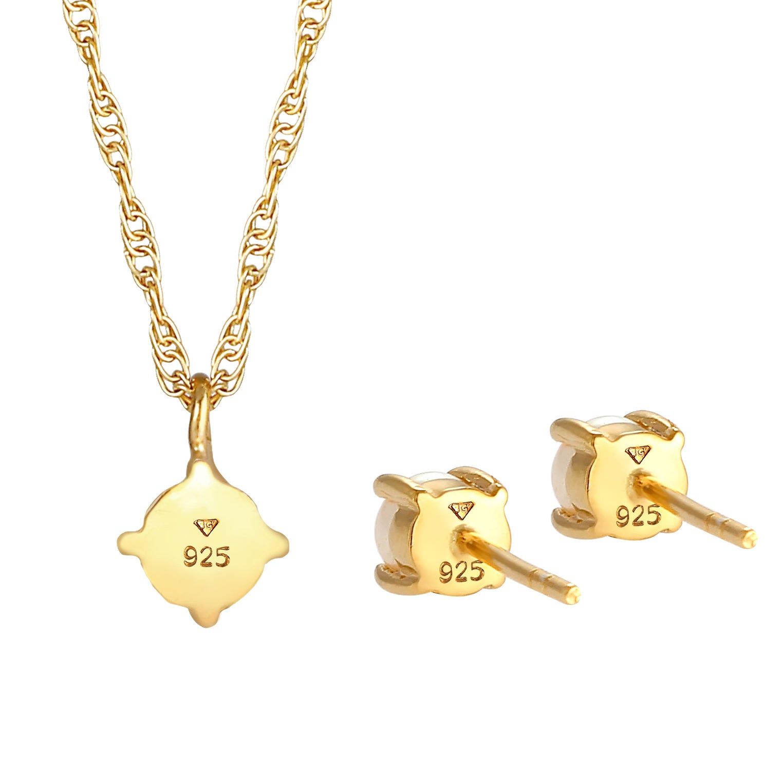 Gold - Elli | Schmuckset  | Süßwasserperle | 925 Sterling Silber vergoldet