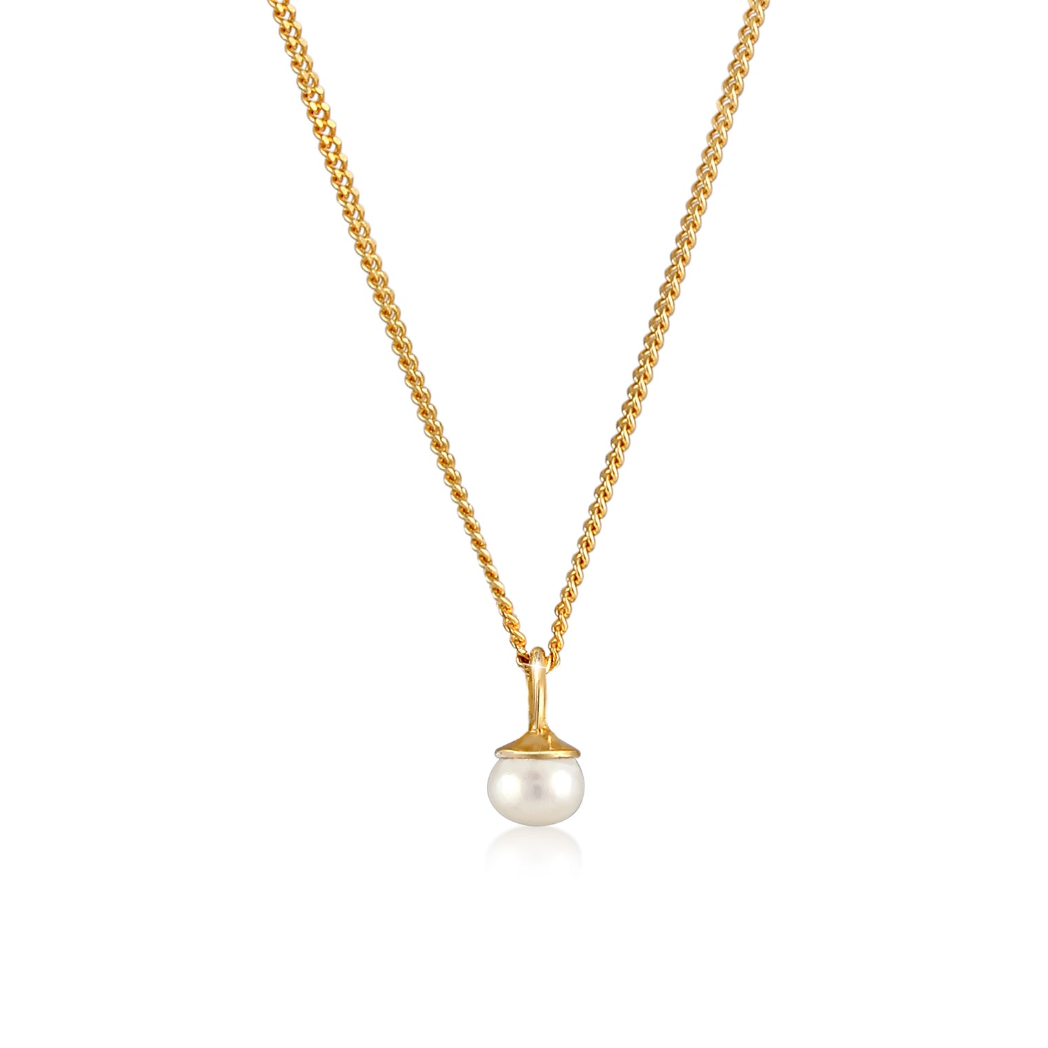 Gold - Elli | Halskette Anhänger | Süßwasserzuchtperle | 925 Sterling Silber vergoldet