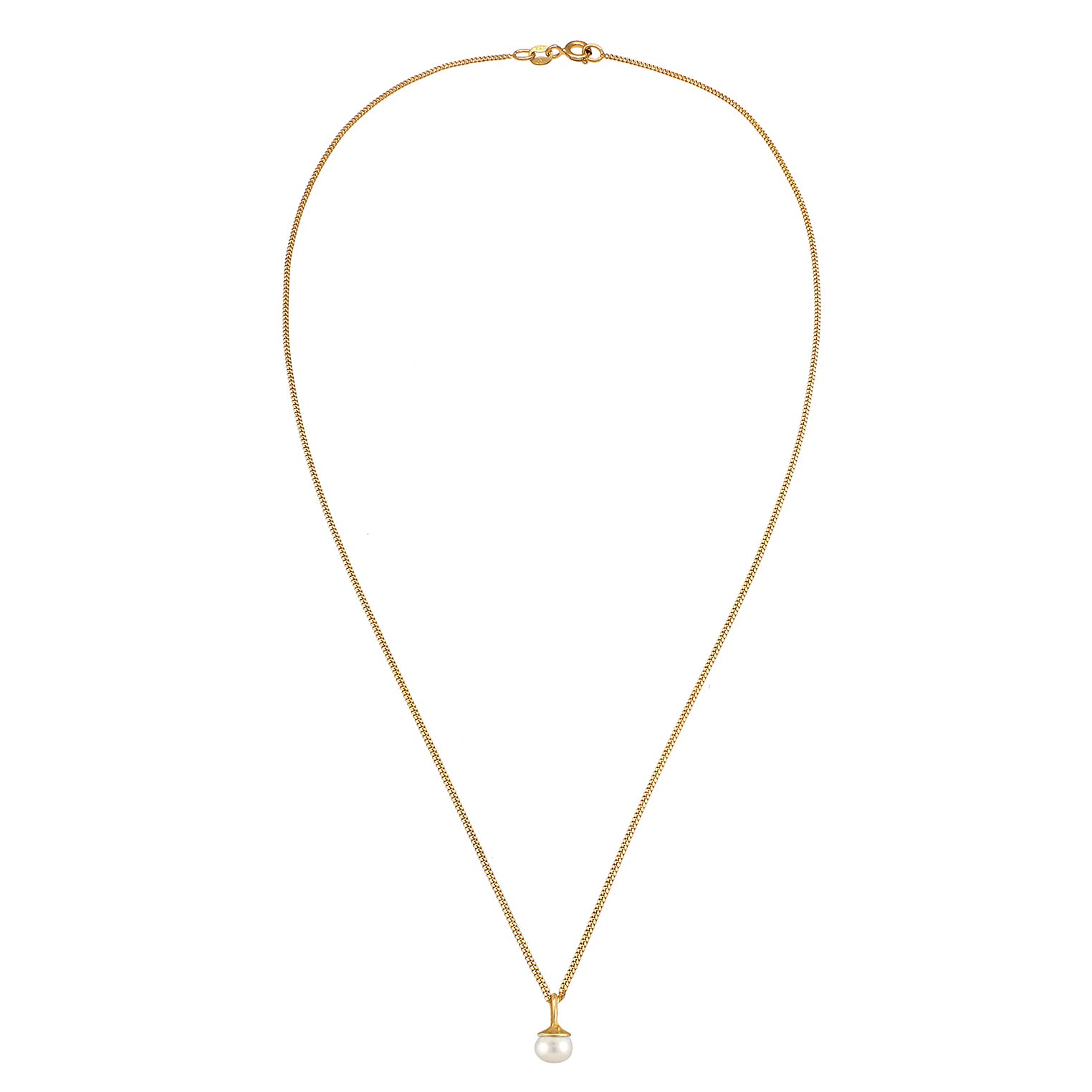 Gold - Elli | Halskette Anhänger | Süßwasserzuchtperle | 925 Sterling Silber vergoldet