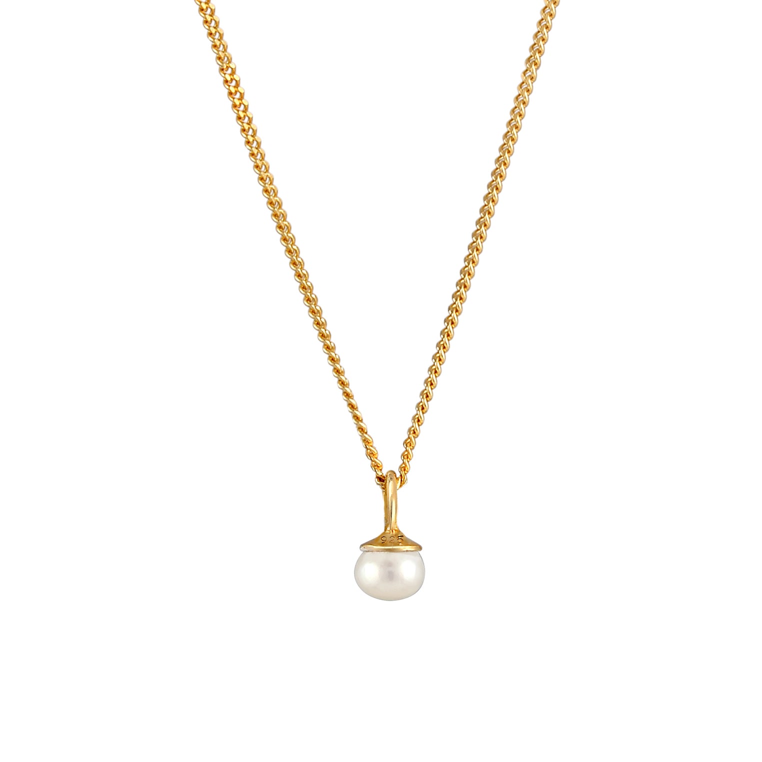 Gold - Elli | Halskette Anhänger | Süßwasserzuchtperle | 925 Sterling Silber vergoldet