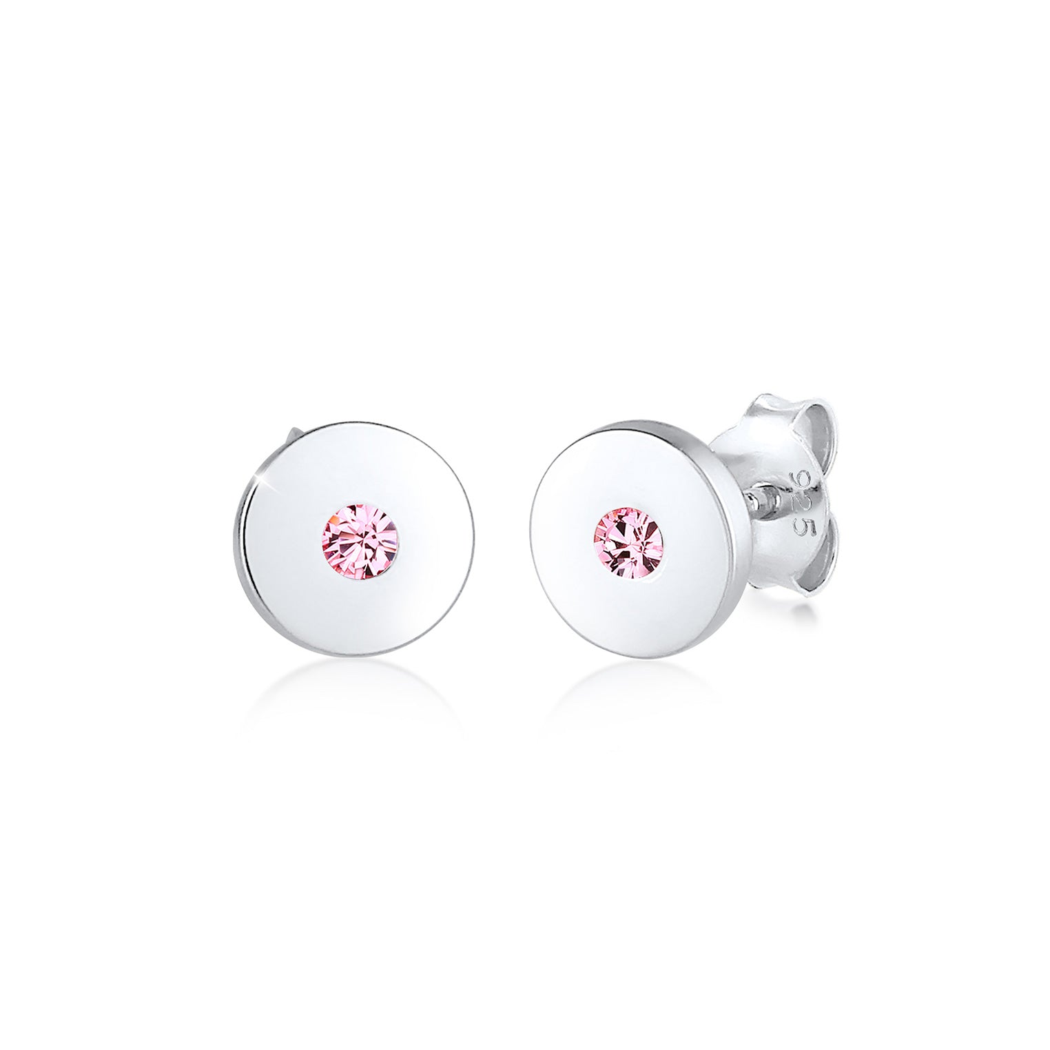 Silber - Elli | Ohrring Geo | Kristall ( Rosa ) | 925er Sterling Silber