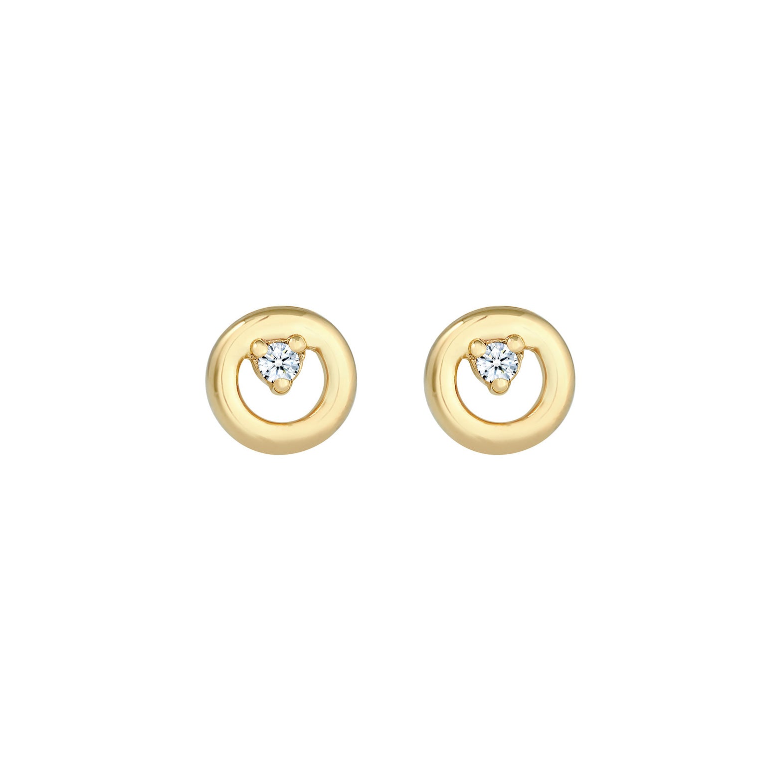 Gold - Elli DIAMONDS | Ohrstecker Kreis | Diamant ( Weiß, 0,03 ct ) | 375 Gelbgold