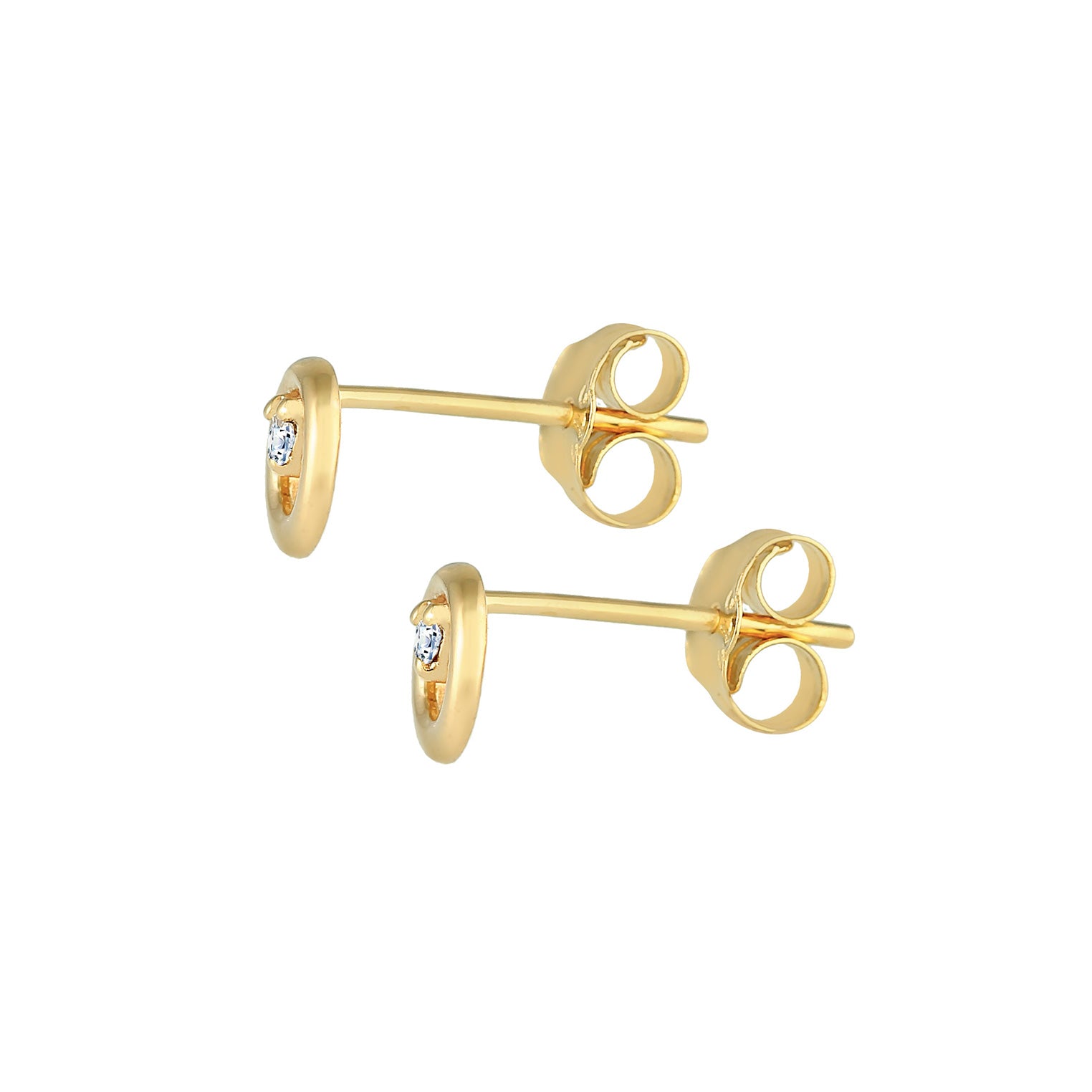 Gold - Elli DIAMONDS | Ohrstecker Kreis | Diamant ( Weiß, 0,03 ct ) | 375 Gelbgold