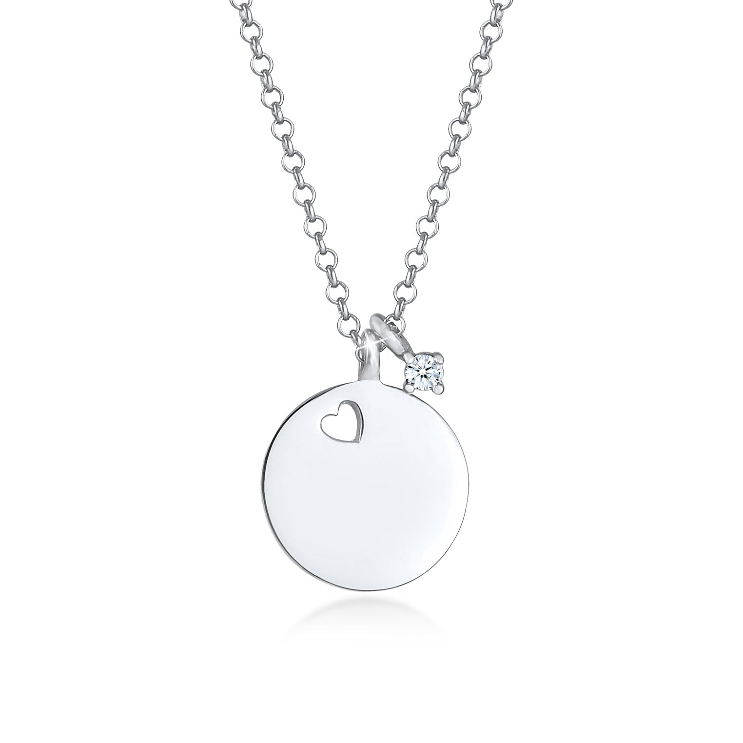 Silber - Elli DIAMONDS | Halskette Herz | Diamant (Weiß, 0.03 ct) | 925 Sterling Silber