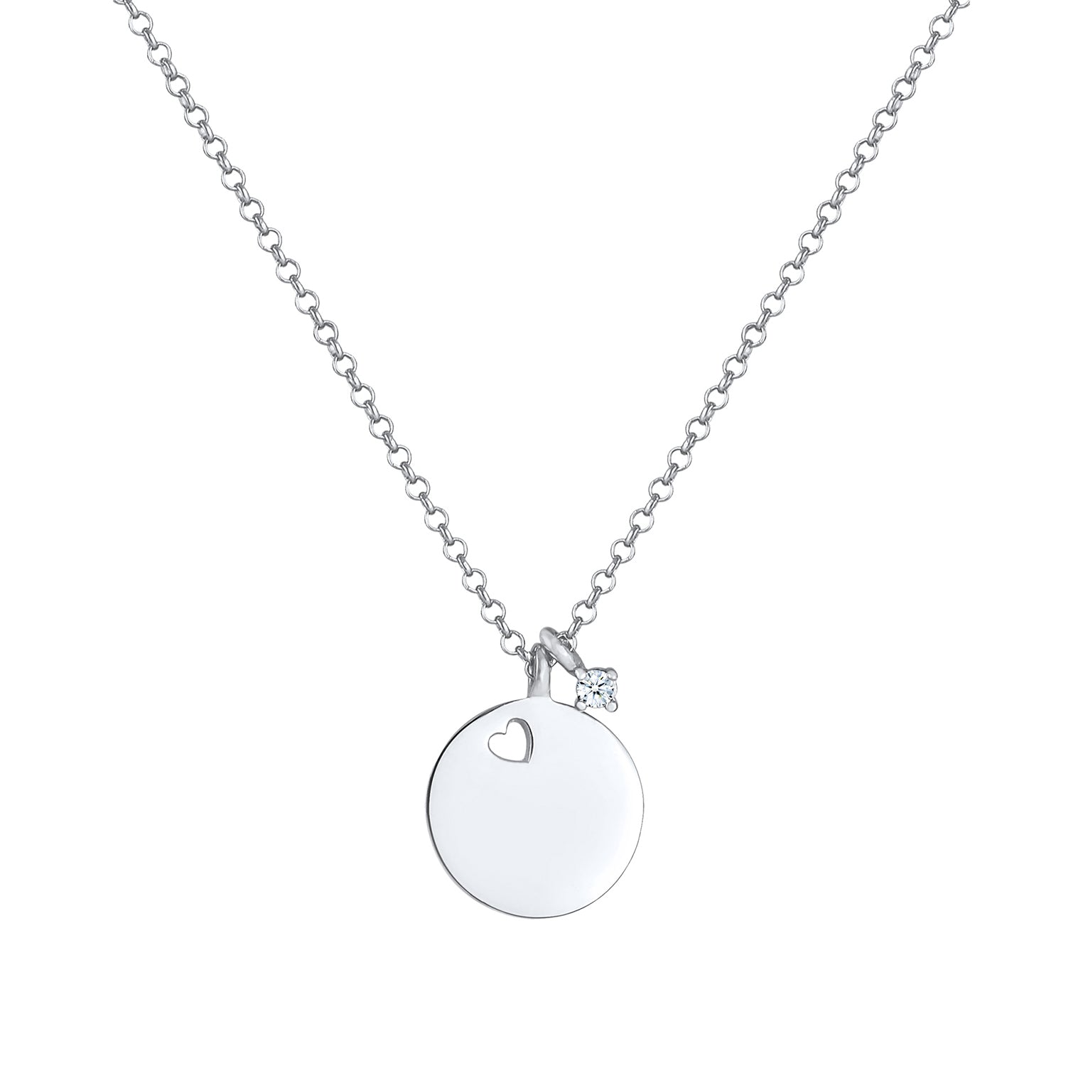Silber - Elli DIAMONDS | Halskette Herz | Diamant (Weiß, 0.03 ct) | 925 Sterling Silber