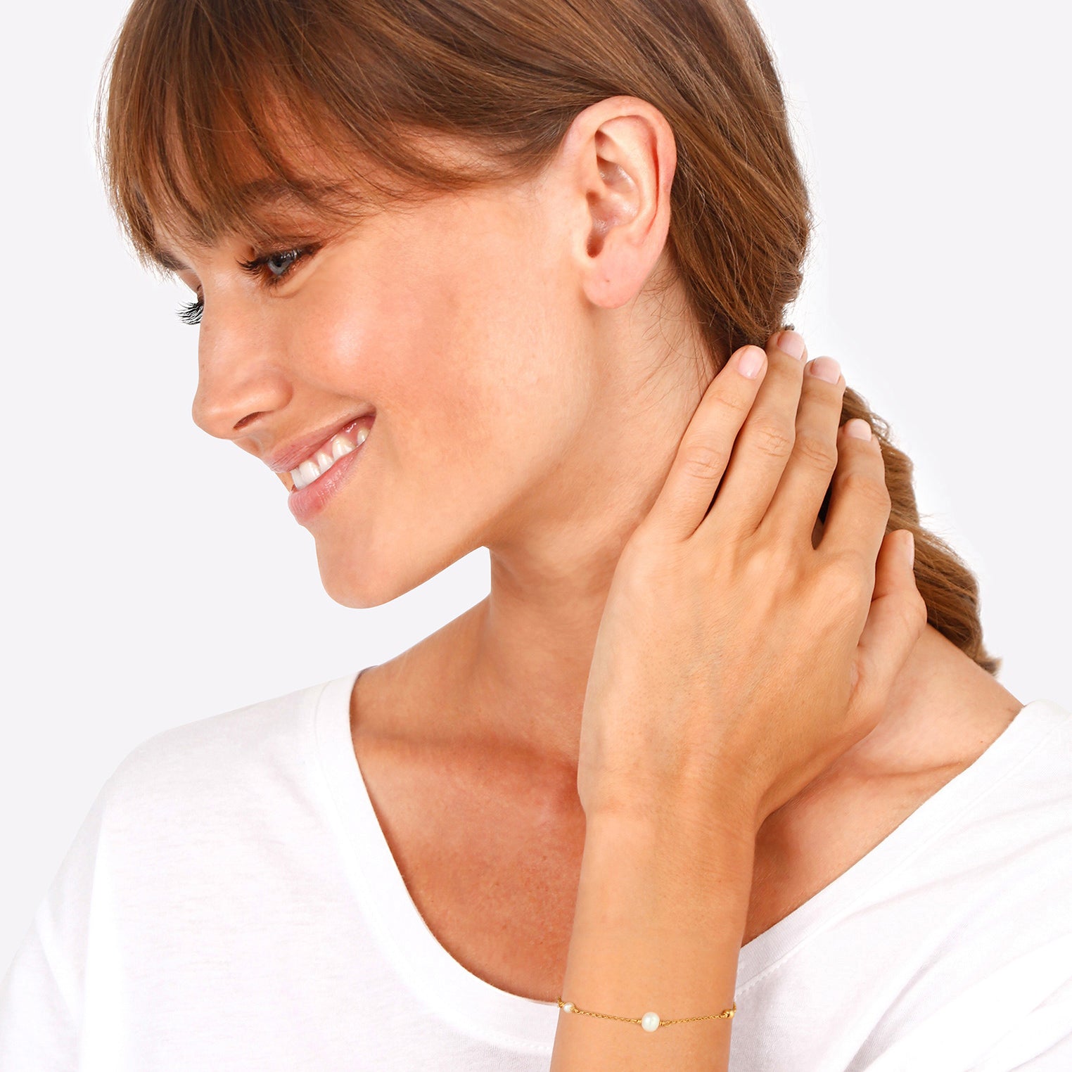 Gold - Elli | Armband | Süßwasserperle | 925 Sterling Silber vergoldet