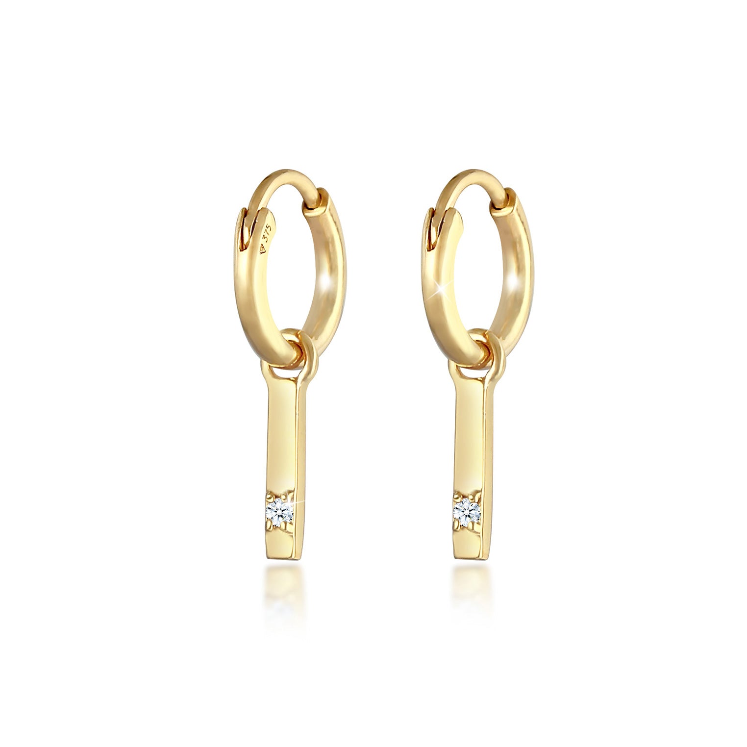 Gold - Elli DIAMONDS | Creole Geo | Diamant ( Weiß, 0,03 ct ) | 375 Gelbgold