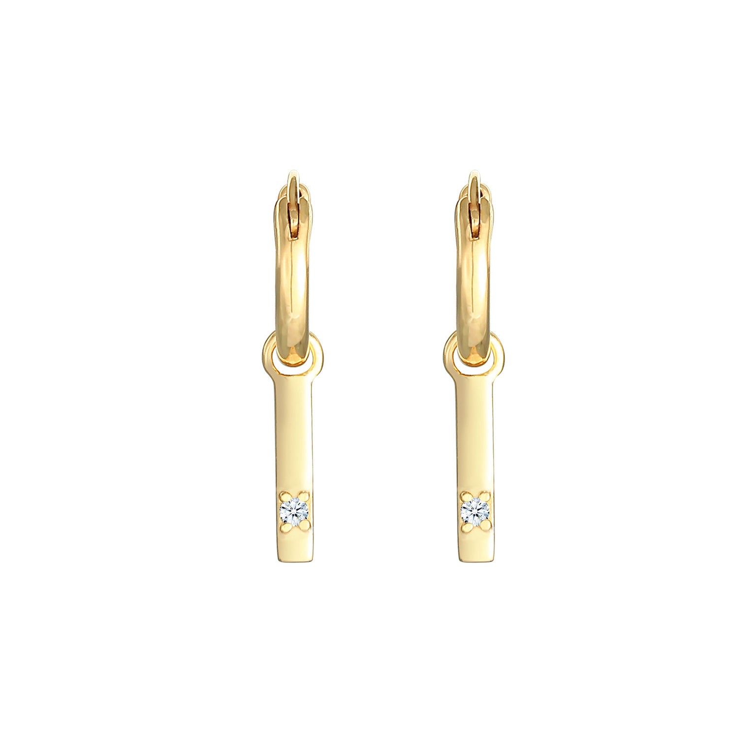 Gold - Elli DIAMONDS | Creole Geo | Diamant ( Weiß, 0,03 ct ) | 375 Gelbgold
