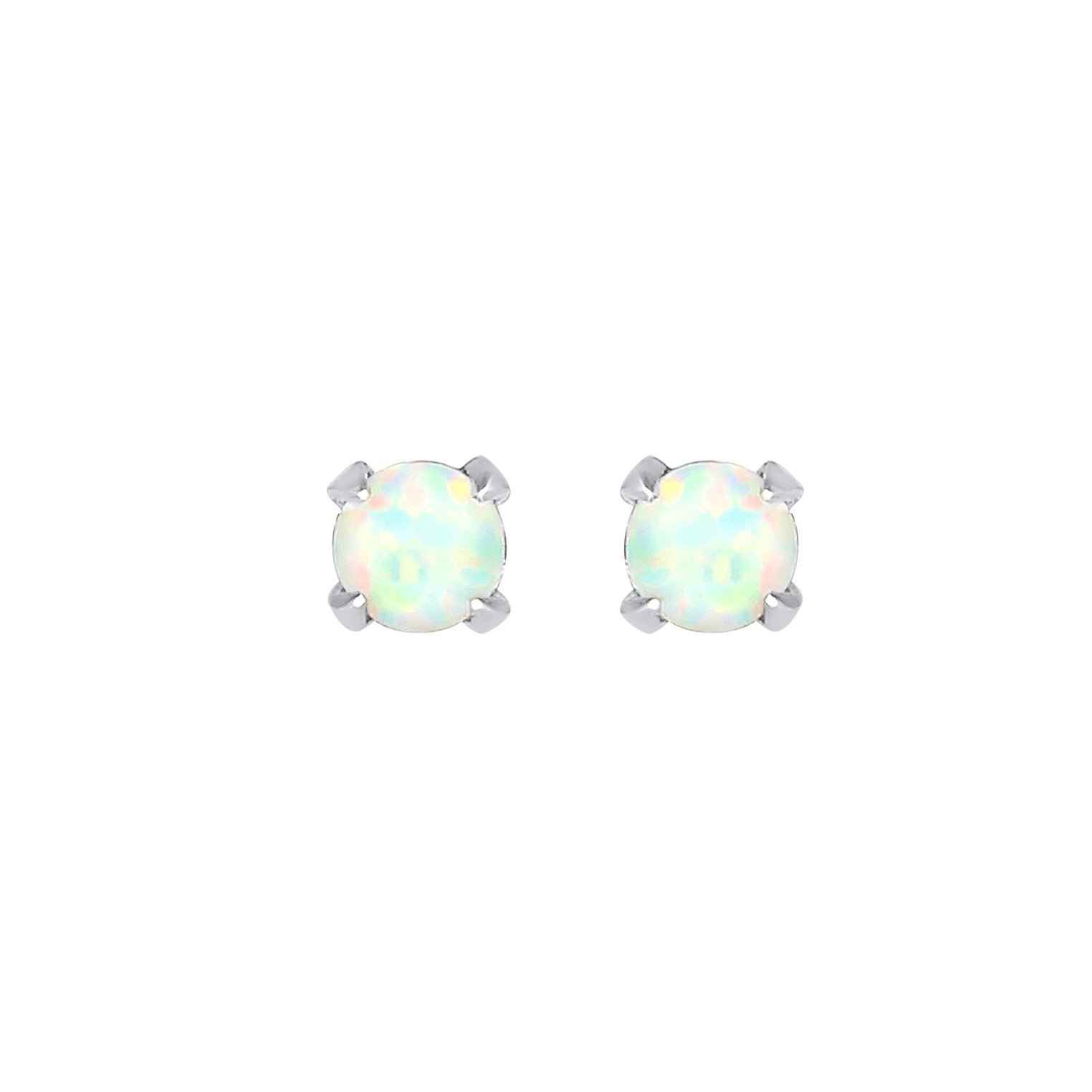 Silber - Elli | Ohrstecker | Opal ( Weiß ) | 925er Sterling Silber