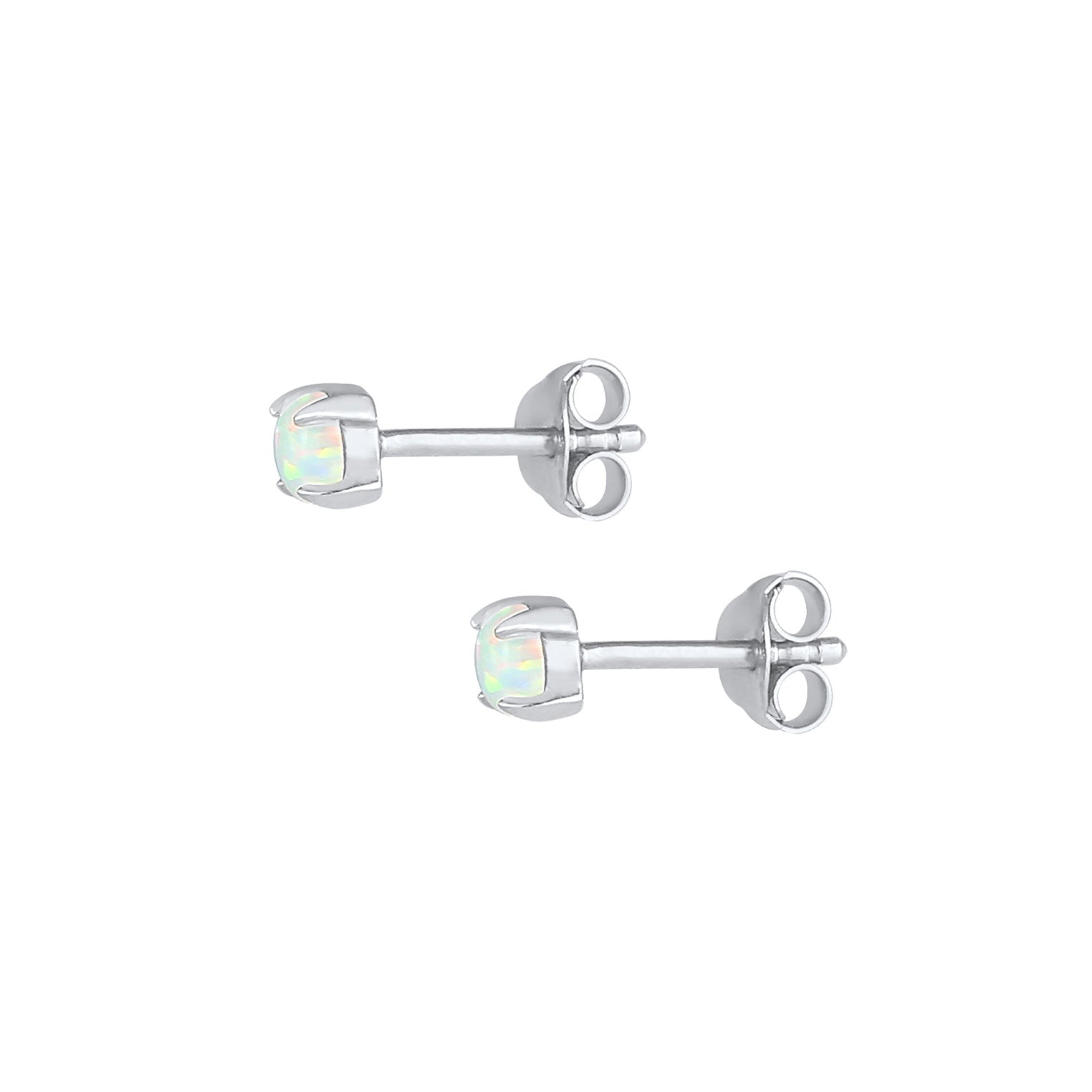 Silber - Elli | Ohrstecker | Opal ( Weiß ) | 925er Sterling Silber