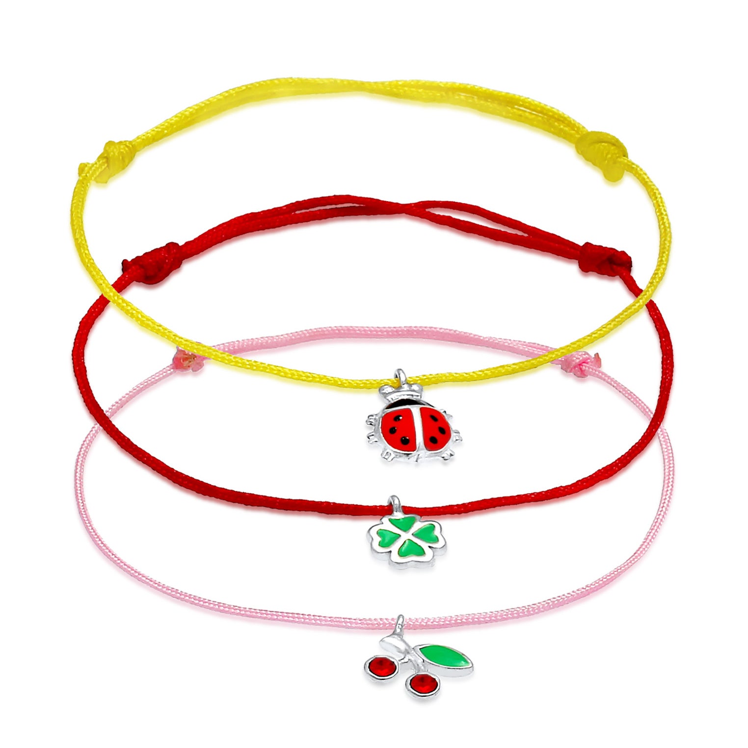 Silber - Elli | Armbandset Kirsche | Kristall ( Rot ) | 925er Sterling Silber