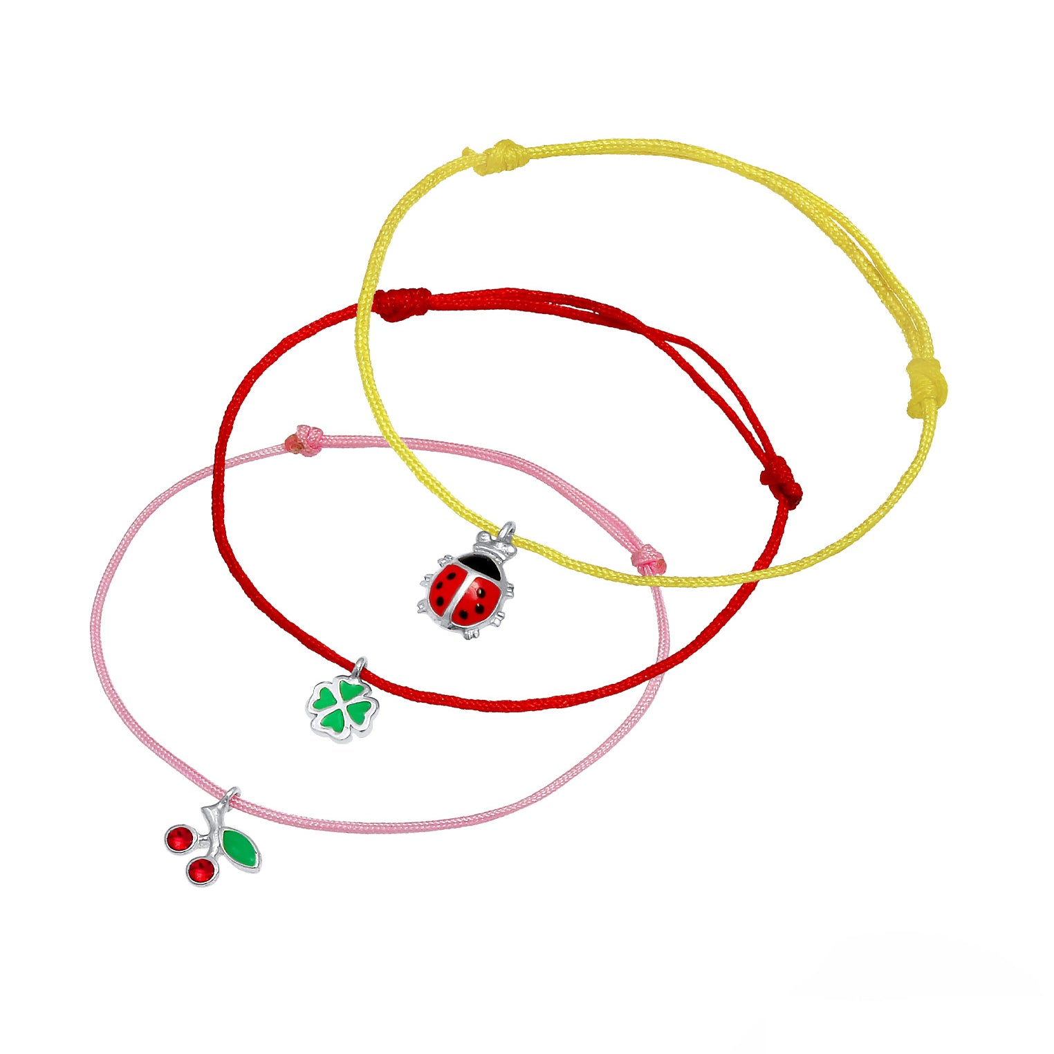 Silber - Elli | Armbandset Kirsche | Kristall ( Rot ) | 925er Sterling Silber
