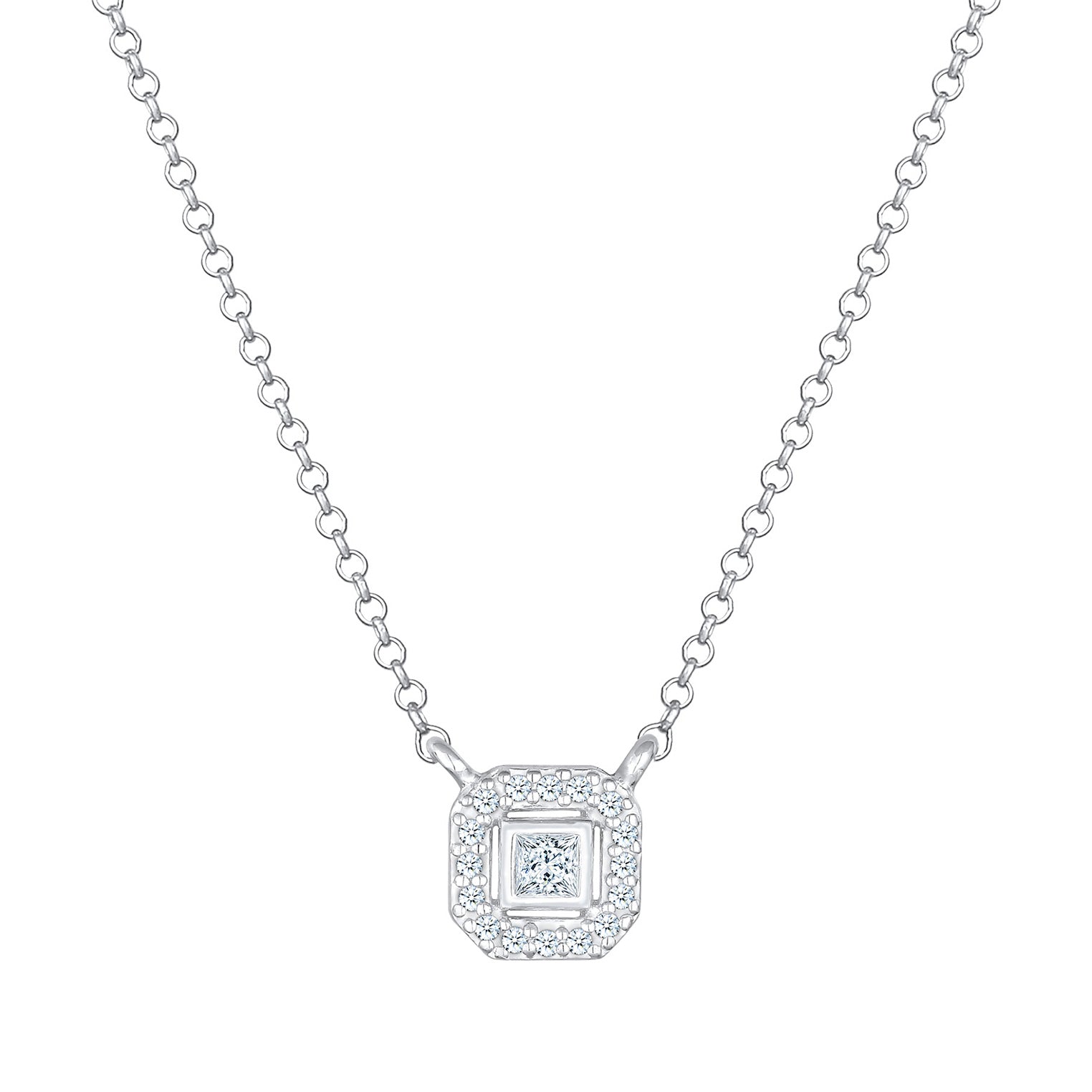 Silber - Elli DIAMONDS | Halskette | Diamant ( Weiß, 0,16 ct ) | 925er Sterling Silber
