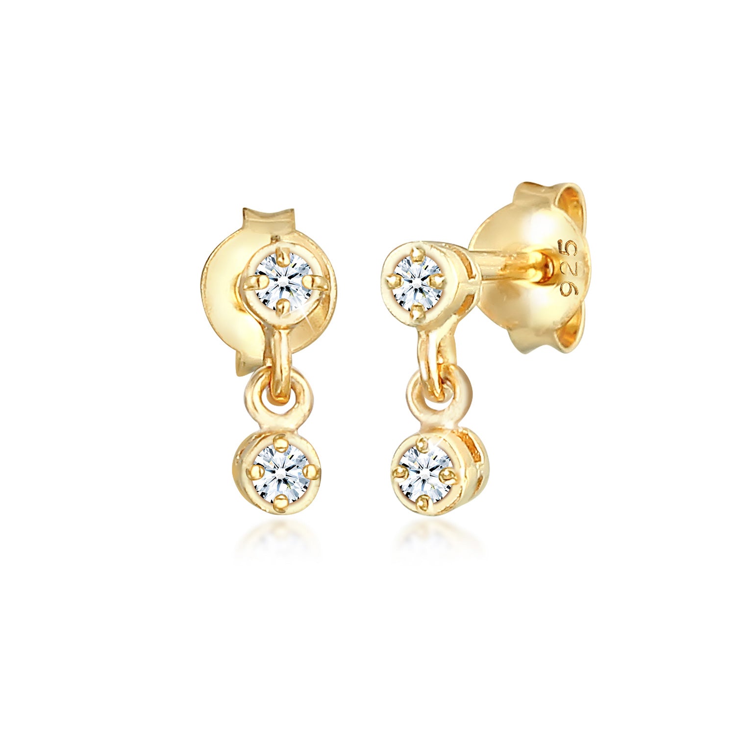 Gold - Elli DIAMONDS | Ohrstecker | Diamant ( Weiß, 0,12 ct ) | 925 Sterling Silber vergoldet