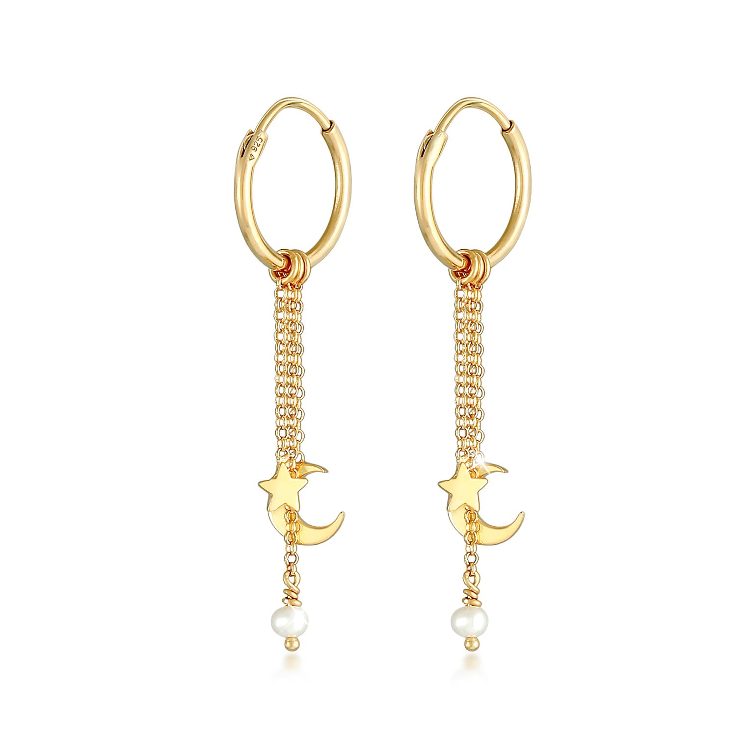 Gold - Elli | Creole Halbmond | Süßwasserperle | 925 Sterling Silber vergoldet