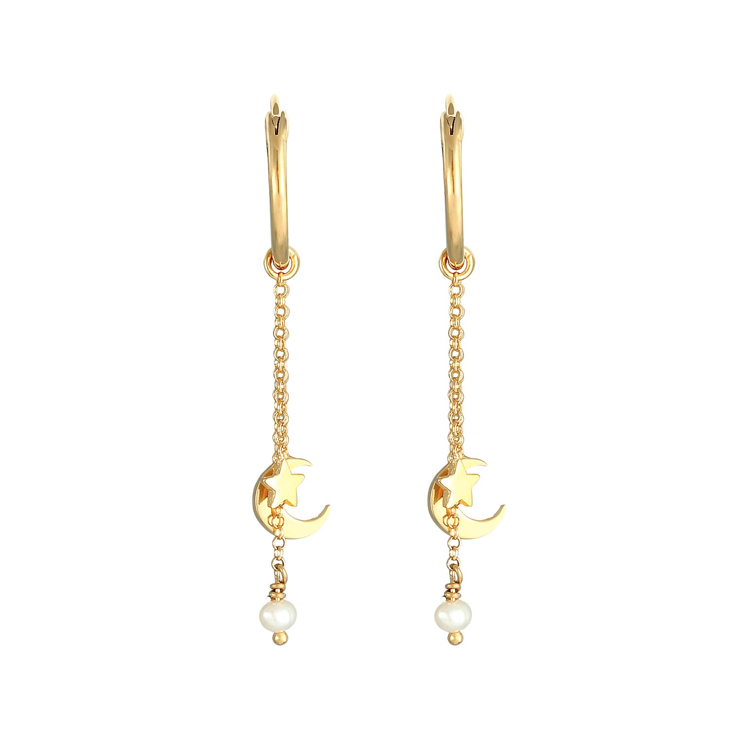 Gold - Elli | Creole Halbmond | Süßwasserperle | 925 Sterling Silber vergoldet