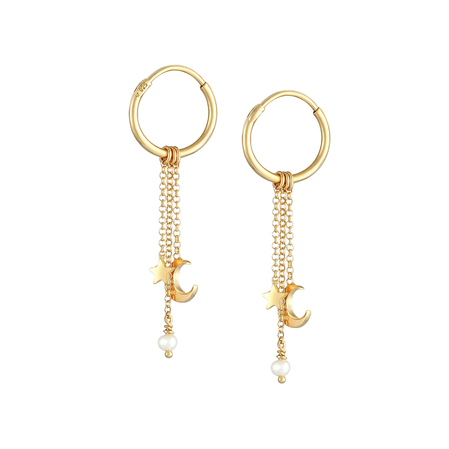 Gold - Elli | Creole Halbmond | Süßwasserperle | 925 Sterling Silber vergoldet