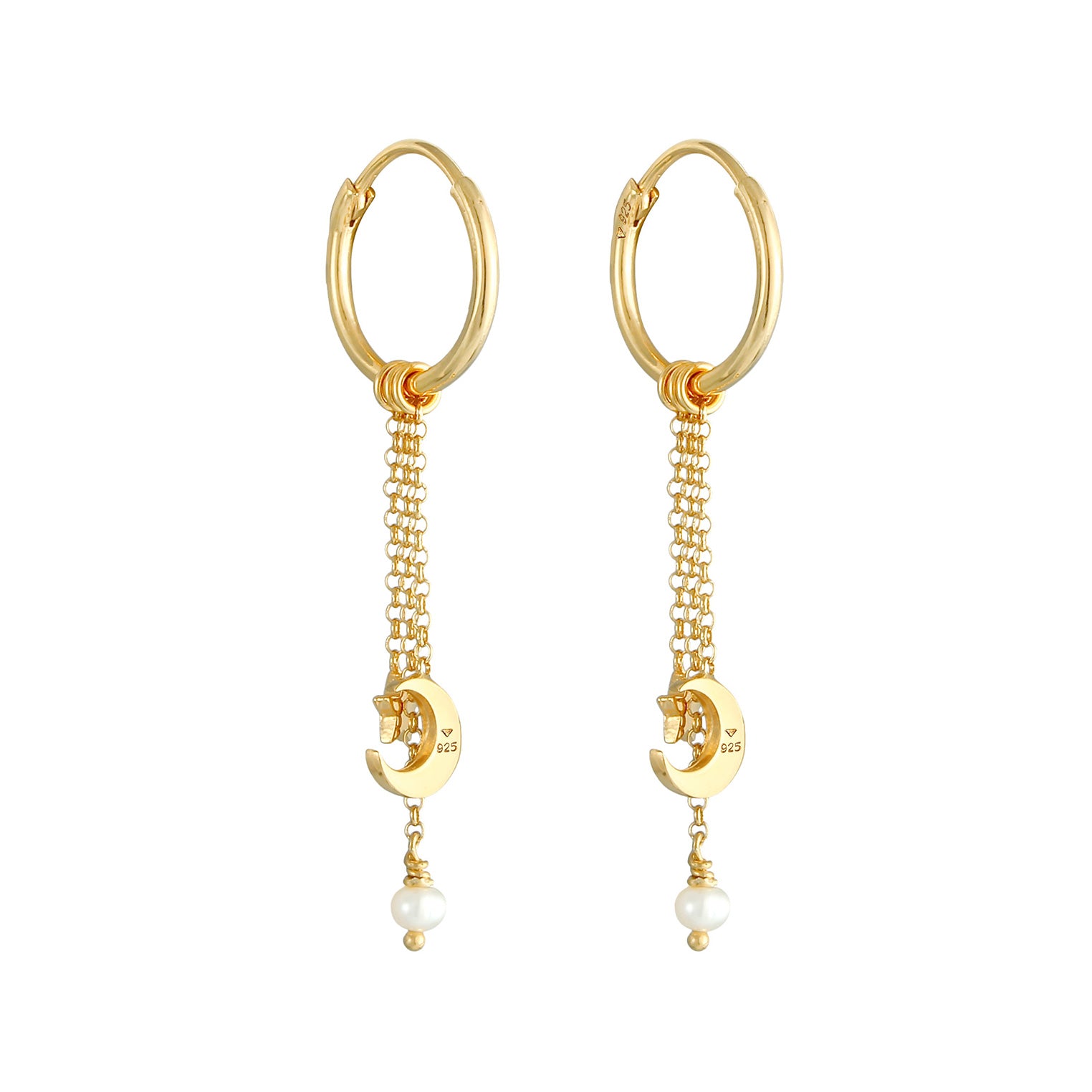 Gold - Elli | Creole Halbmond | Süßwasserperle | 925 Sterling Silber vergoldet
