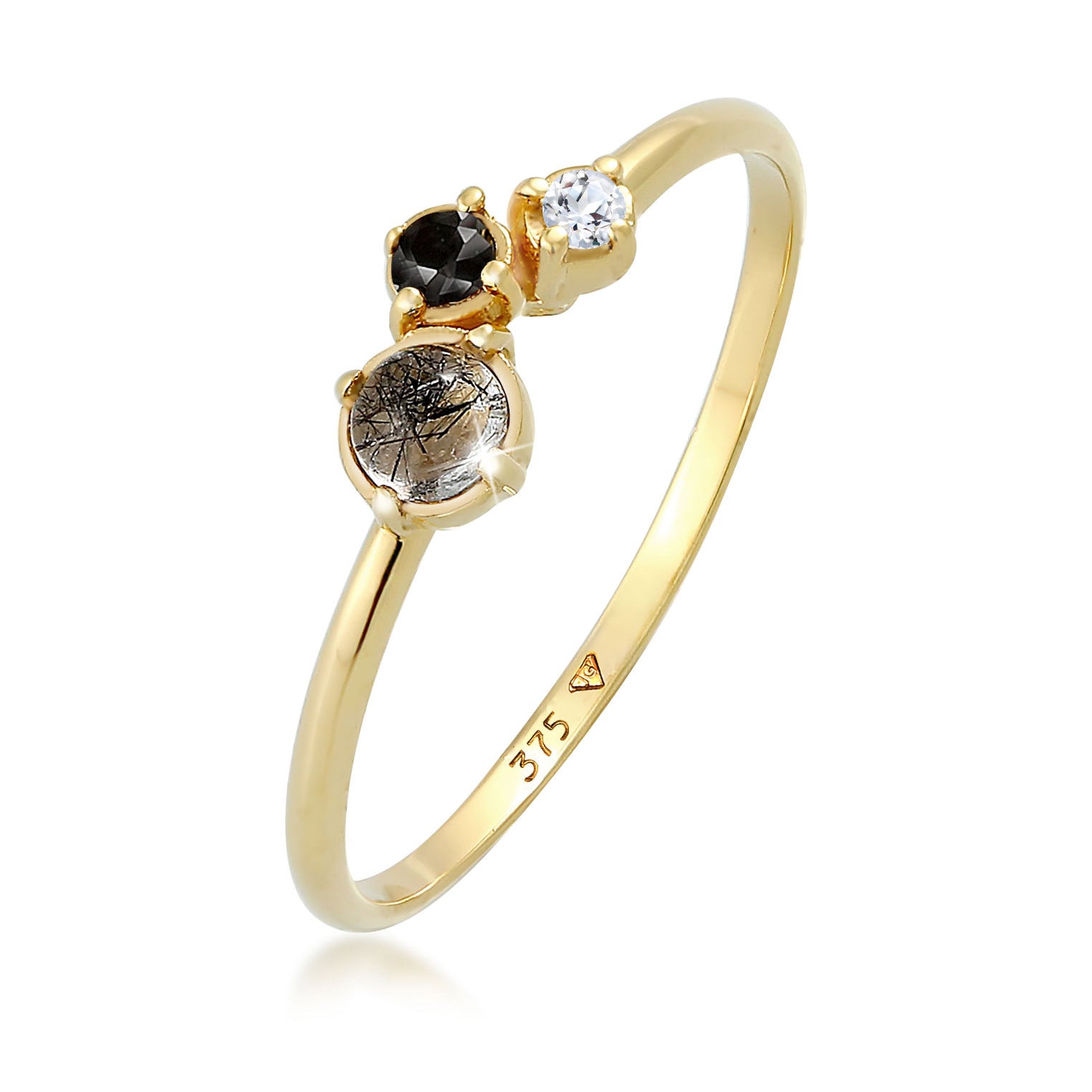 Gold - Elli DIAMONDS | Ring | Diamant ( Schwarz, 0,03 ct ) | 375 Gelbgold