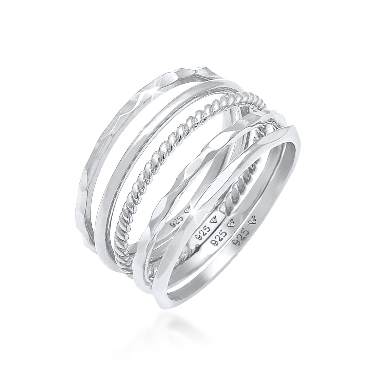 Silber - Elli | Bandring 5er Set | 925er Sterling Silber