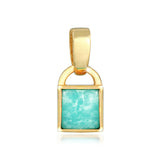 Gold - Elli | Anhänger | Amazonit ( Blau ) | 925 Sterling Silber vergoldet