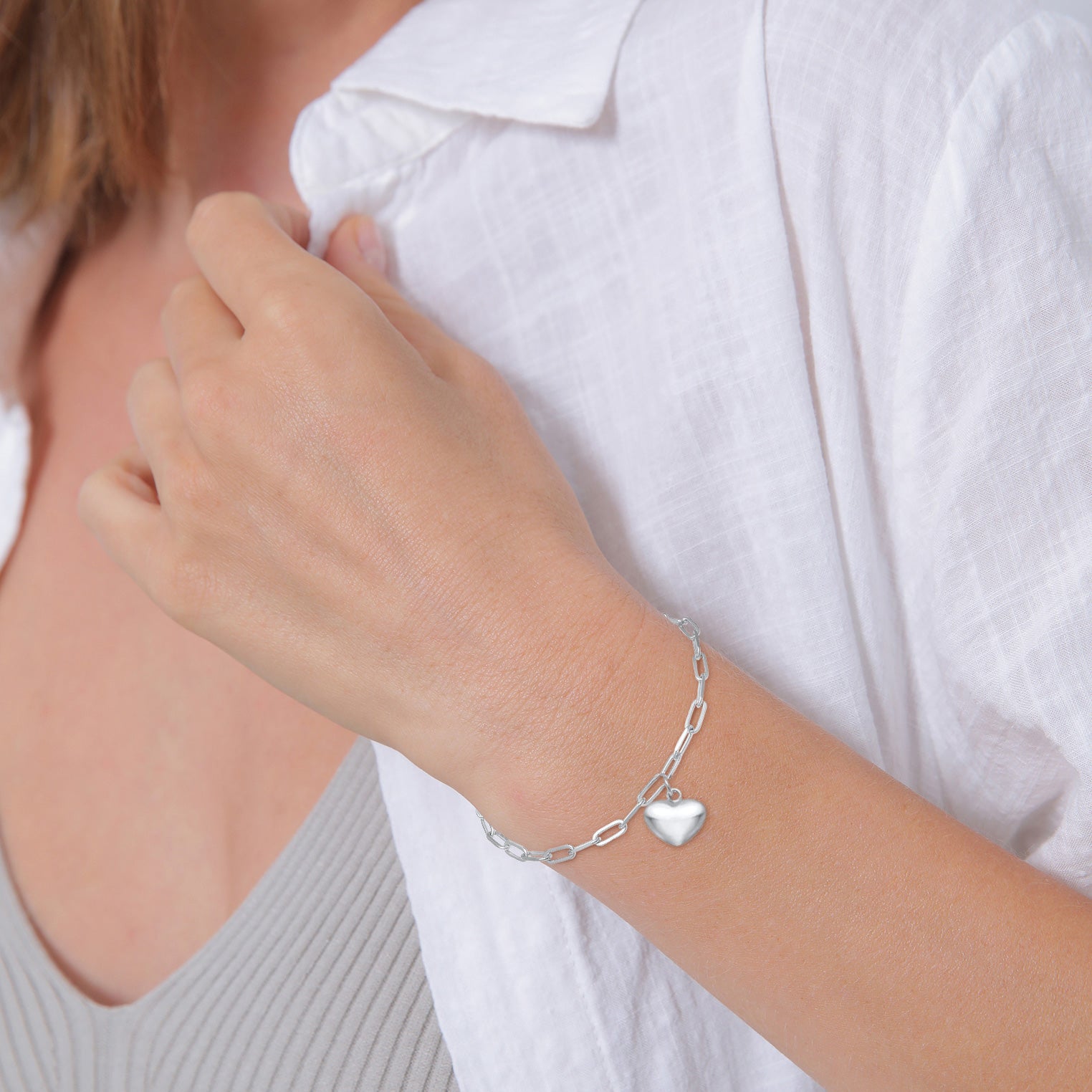Silber - Elli | Glieder-Armband Herz | 925er Sterling Silber