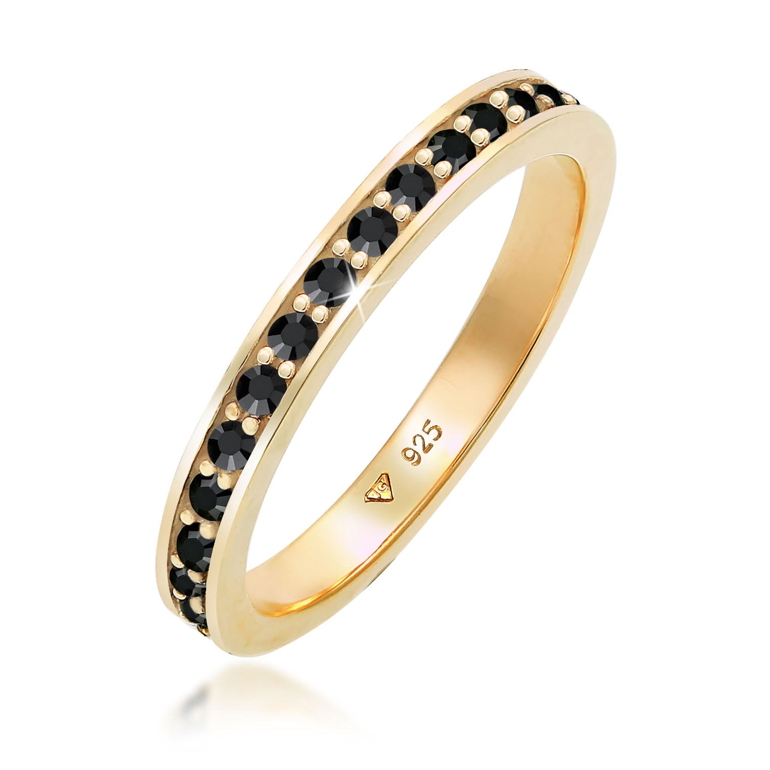 Schwarz - Elli | Ring | Kristall ( Schwarz ) | 925 Sterling Silber vergoldet
