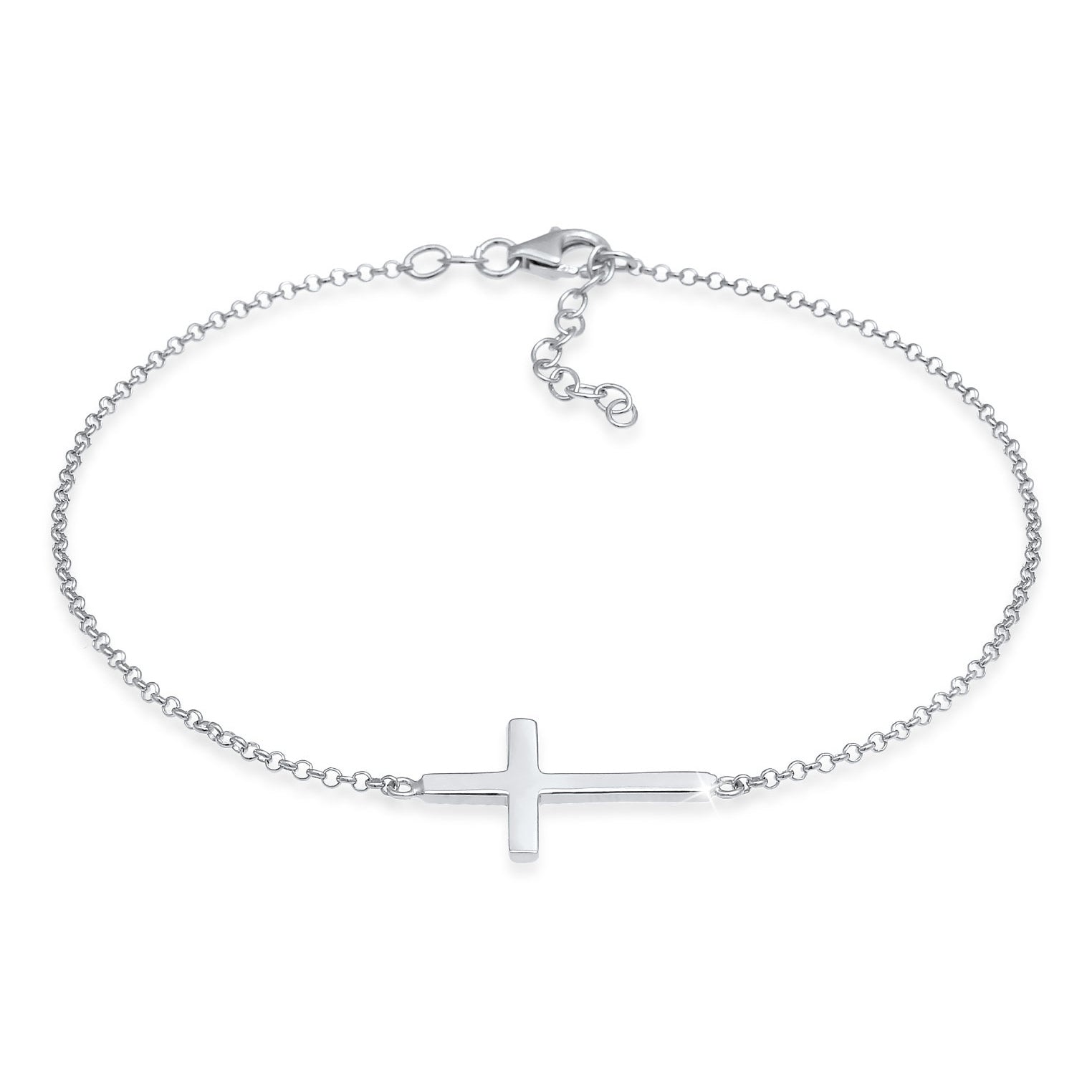 Silber - Elli | Fußkettchen Kreuz | 925er Sterling Silber