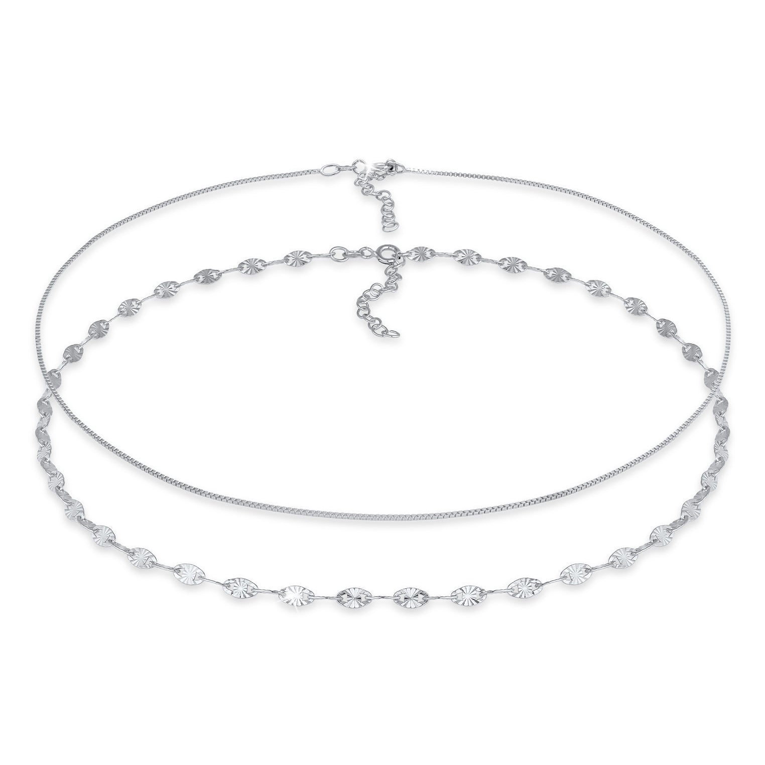 Silber - Elli | Choker 2er Set Vintage | 925er Sterling Silber