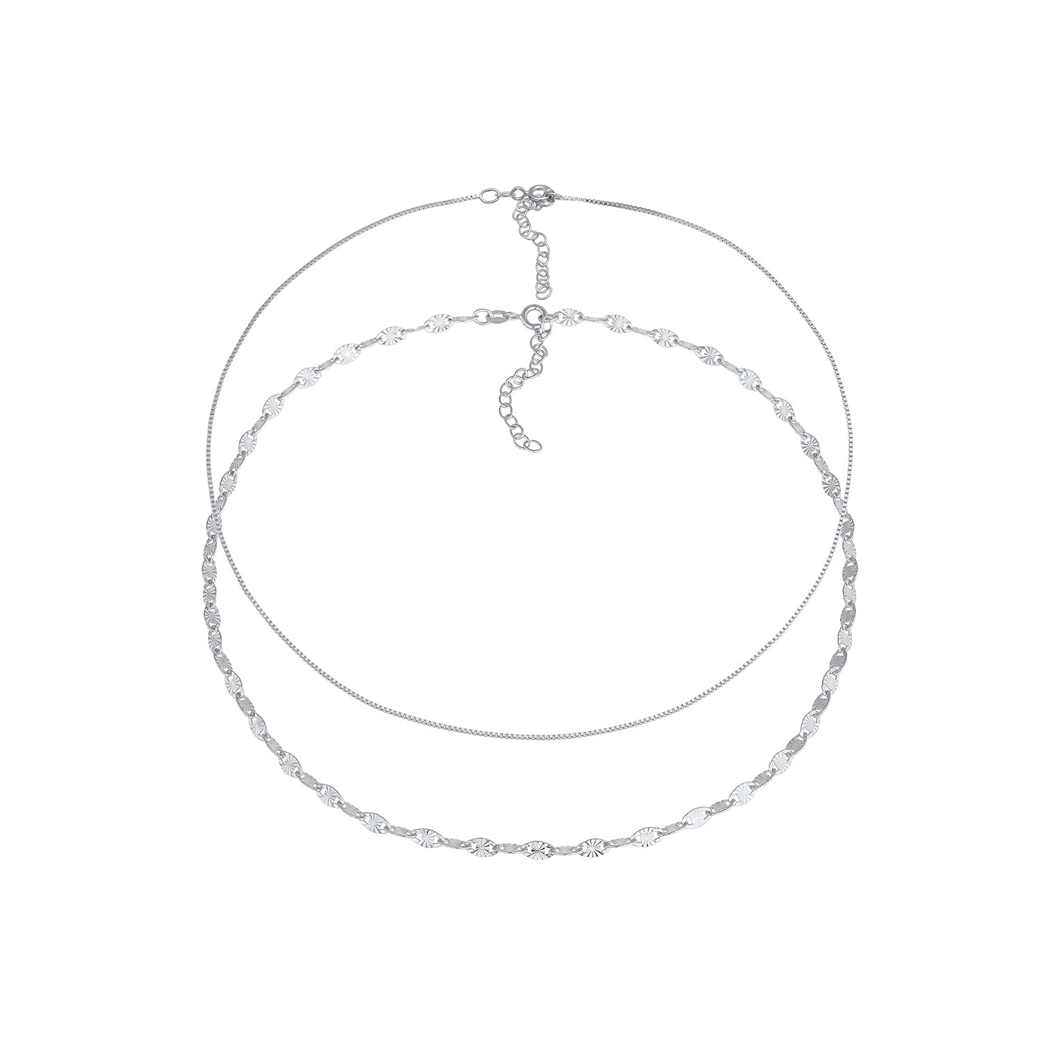Silber - Elli | Choker 2er Set Vintage | 925er Sterling Silber