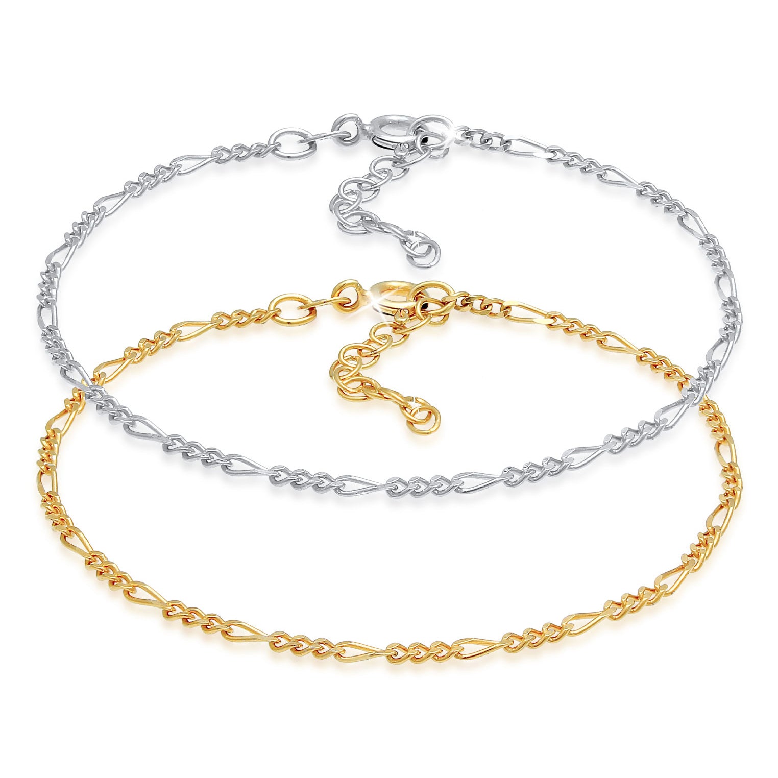 Silber - Elli | Figaro-Armbandset | 925 Sterling Silber vergoldet