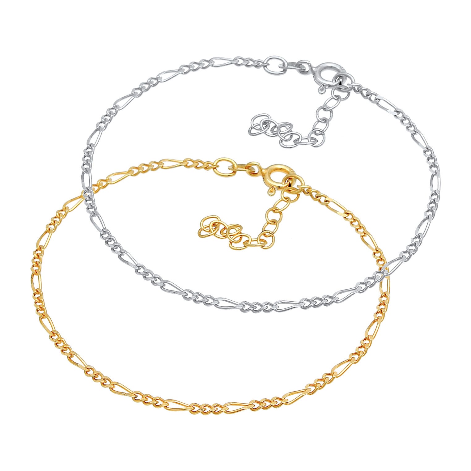 Silber - Elli | Figaro-Armbandset | 925 Sterling Silber vergoldet