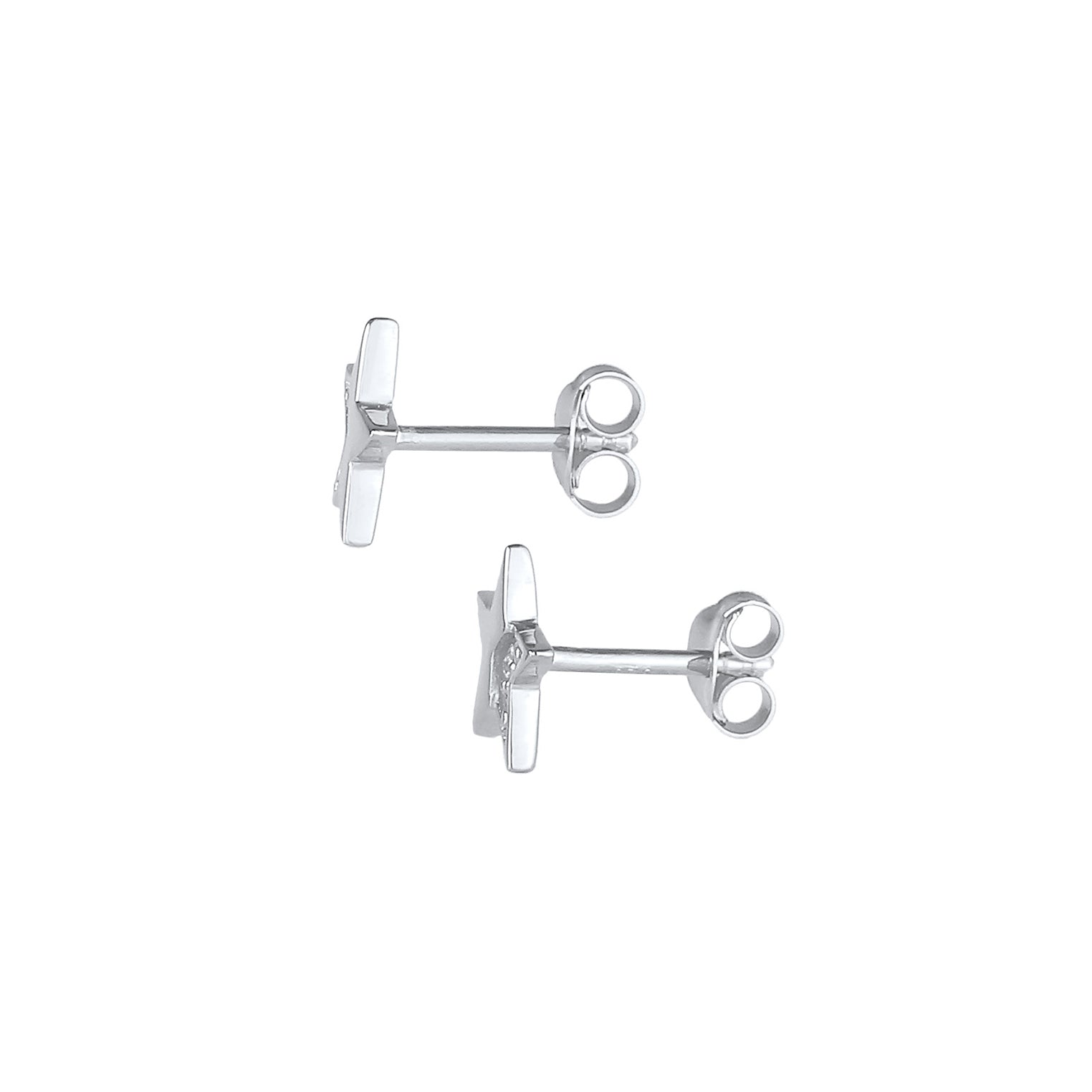 Silber - Elli DIAMONDS | Ohrstecker Astro | Diamant ( Weiß, 0,03 ct ) | 925er Sterling Silber