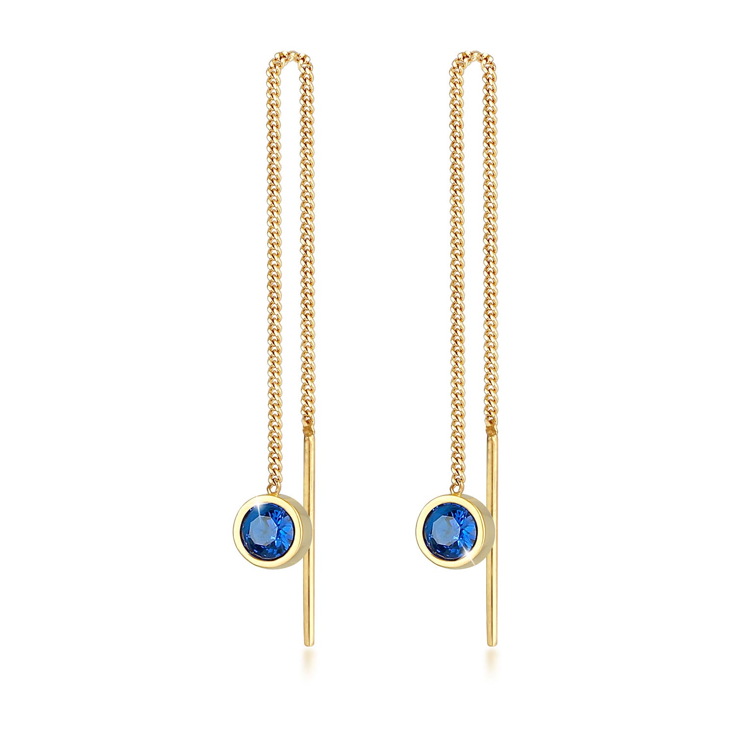 Gold - Elli | Ohrhänger| Saphir ( Blau ) | 925 Sterling Silber vergoldet