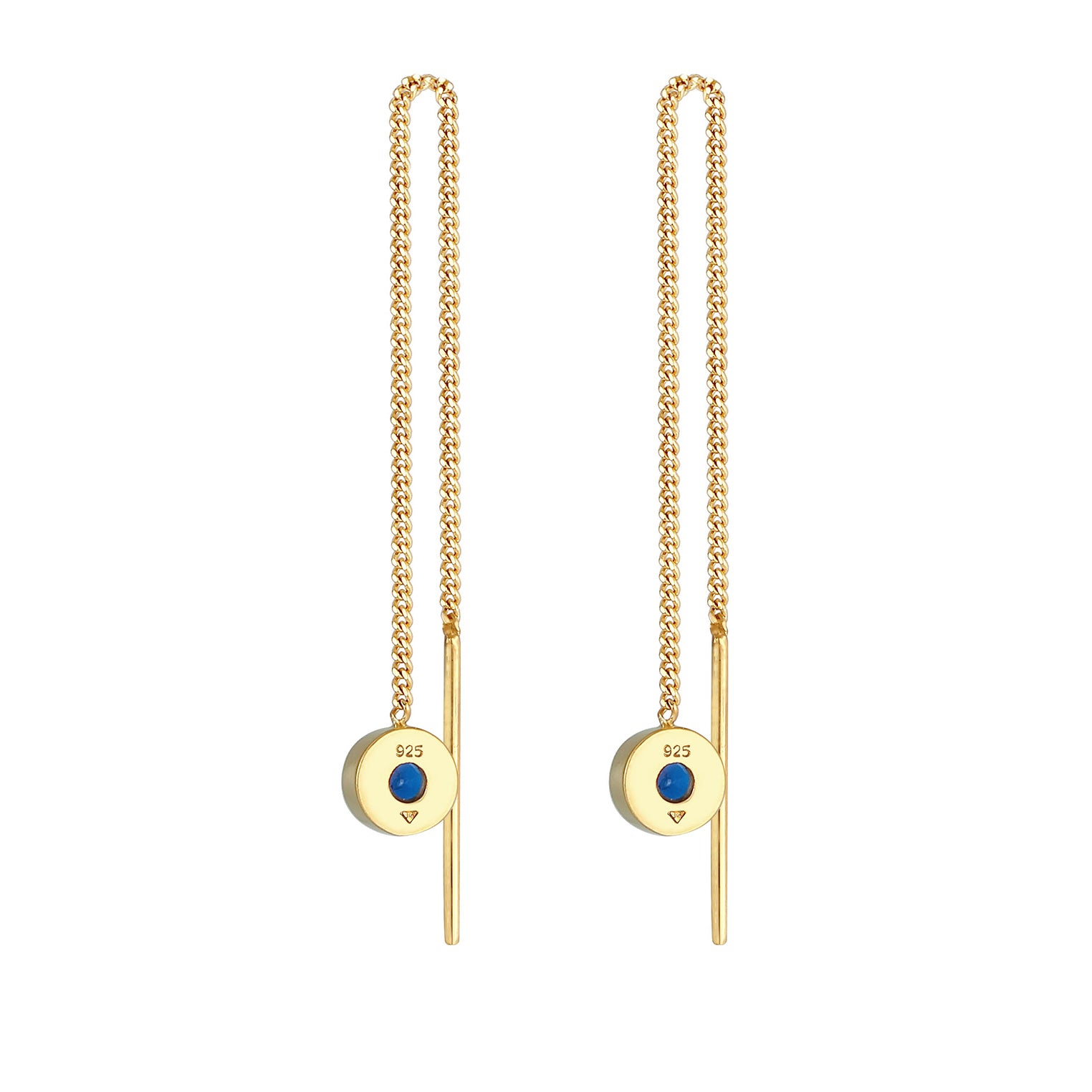 Gold - Elli | Ohrhänger| Saphir ( Blau ) | 925 Sterling Silber vergoldet