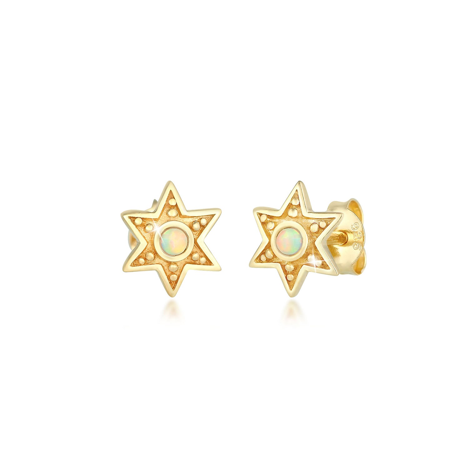 Gold - Elli | Ohrstecker Astro | Opal ( Weiß ) | 925 Sterling Silber vergoldet
