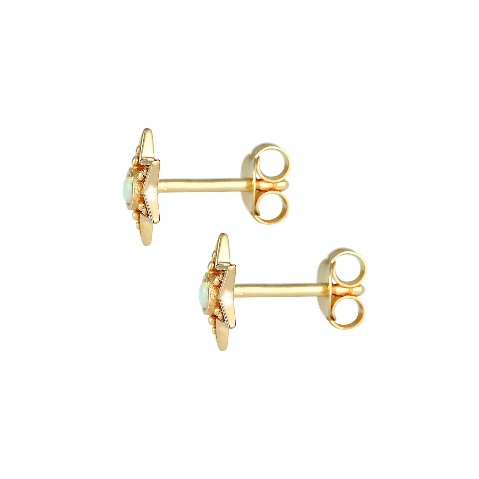 Gold - Elli | Ohrstecker Astro | Opal ( Weiß ) | 925 Sterling Silber vergoldet