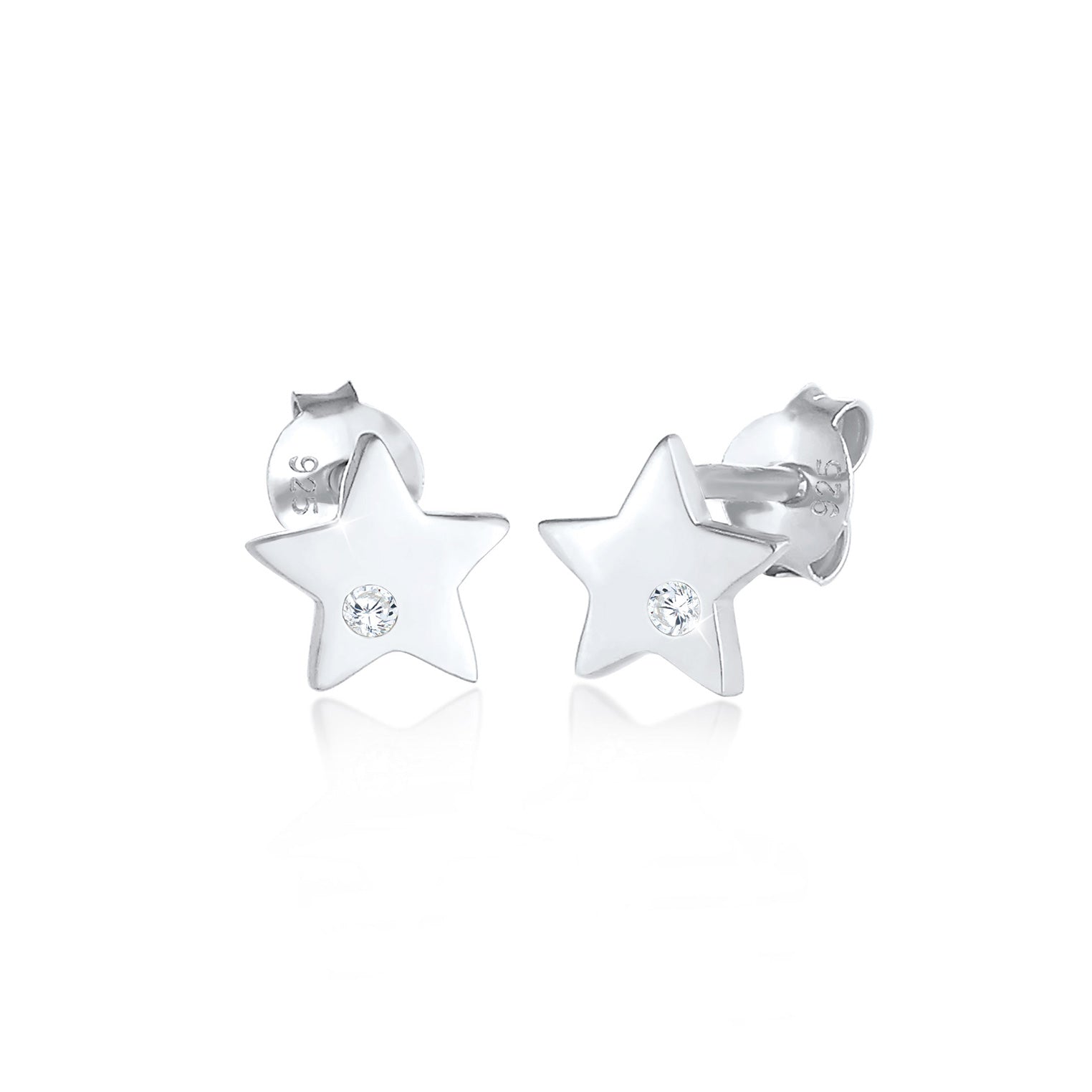 Silber - Elli | Ohrring Astro | Zirkonia ( Weiß ) | 925er Sterling Silber