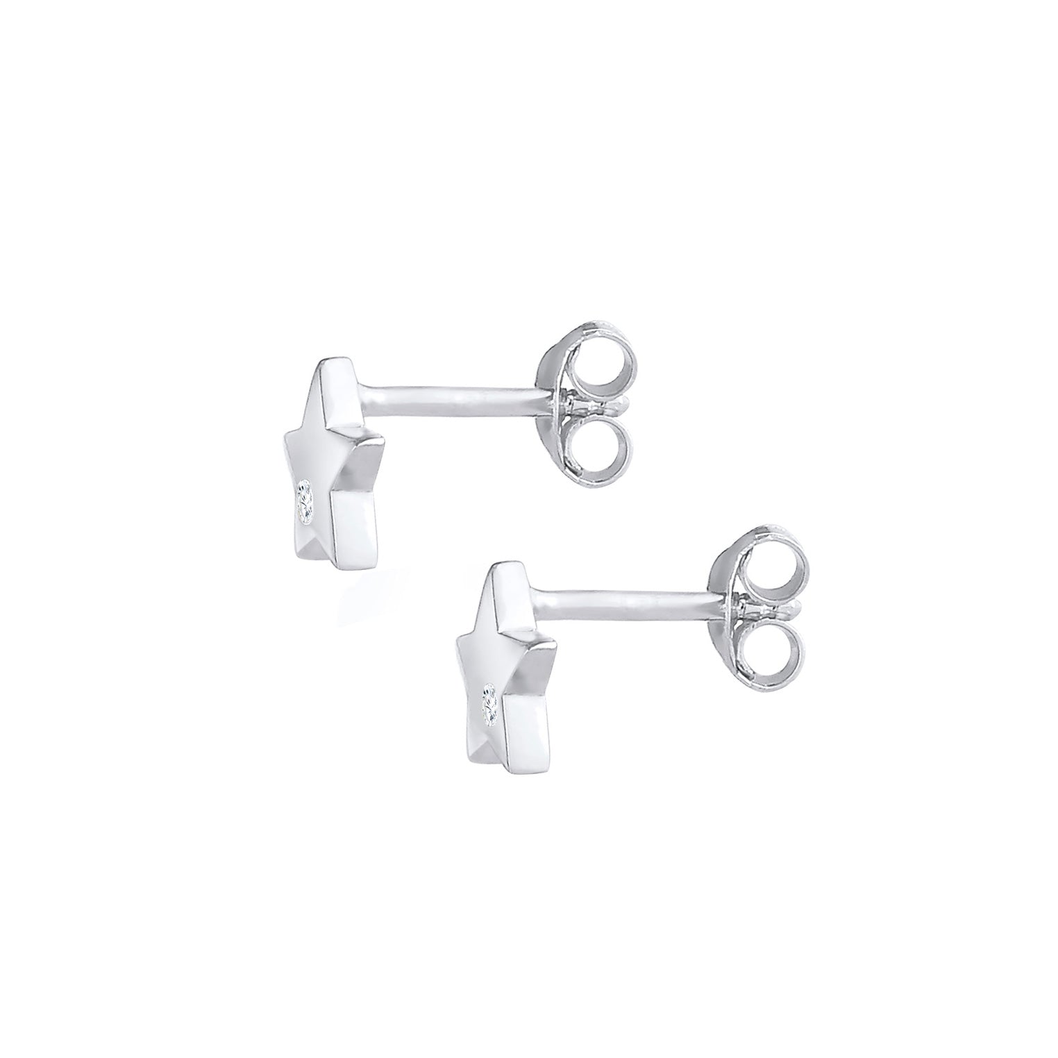 Silber - Elli | Ohrring Astro | Zirkonia ( Weiß ) | 925er Sterling Silber