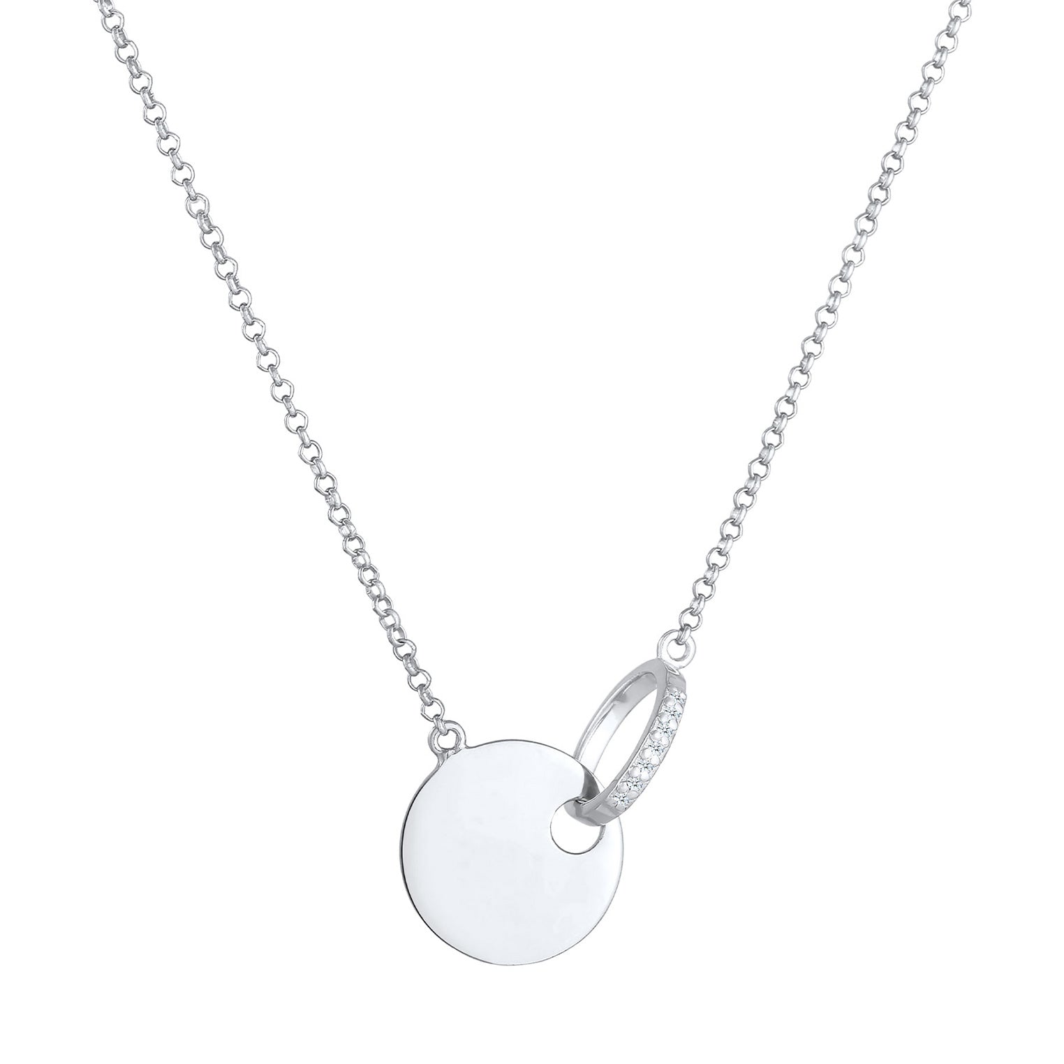 Silber - Elli DIAMONDS | Halskette Geo | Diamant ( Weiß, 0,035 ct ) | 925er Sterling Silber