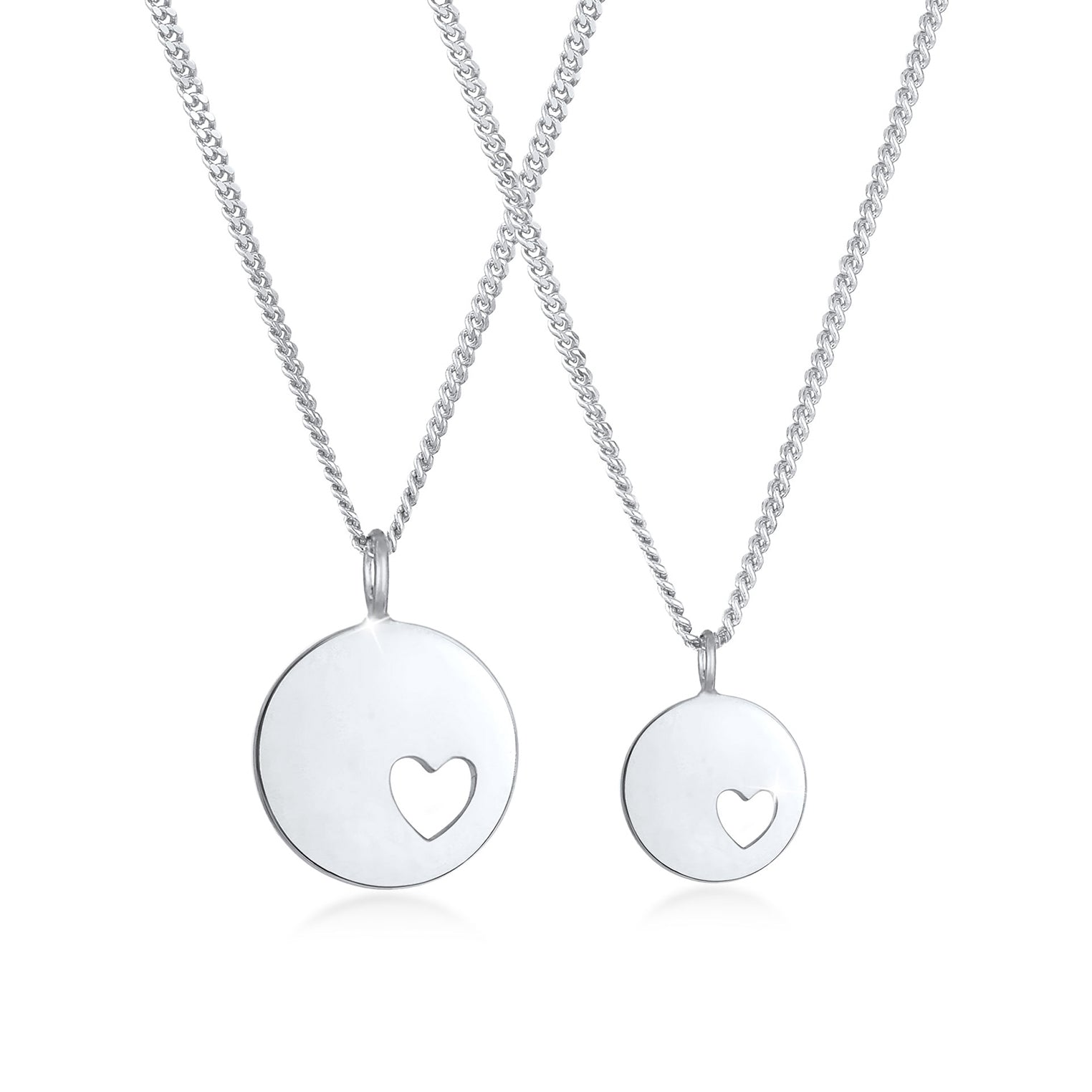 Silber - Elli | Mutter-Kind-Kettenset Herz | 925er Sterling Silber