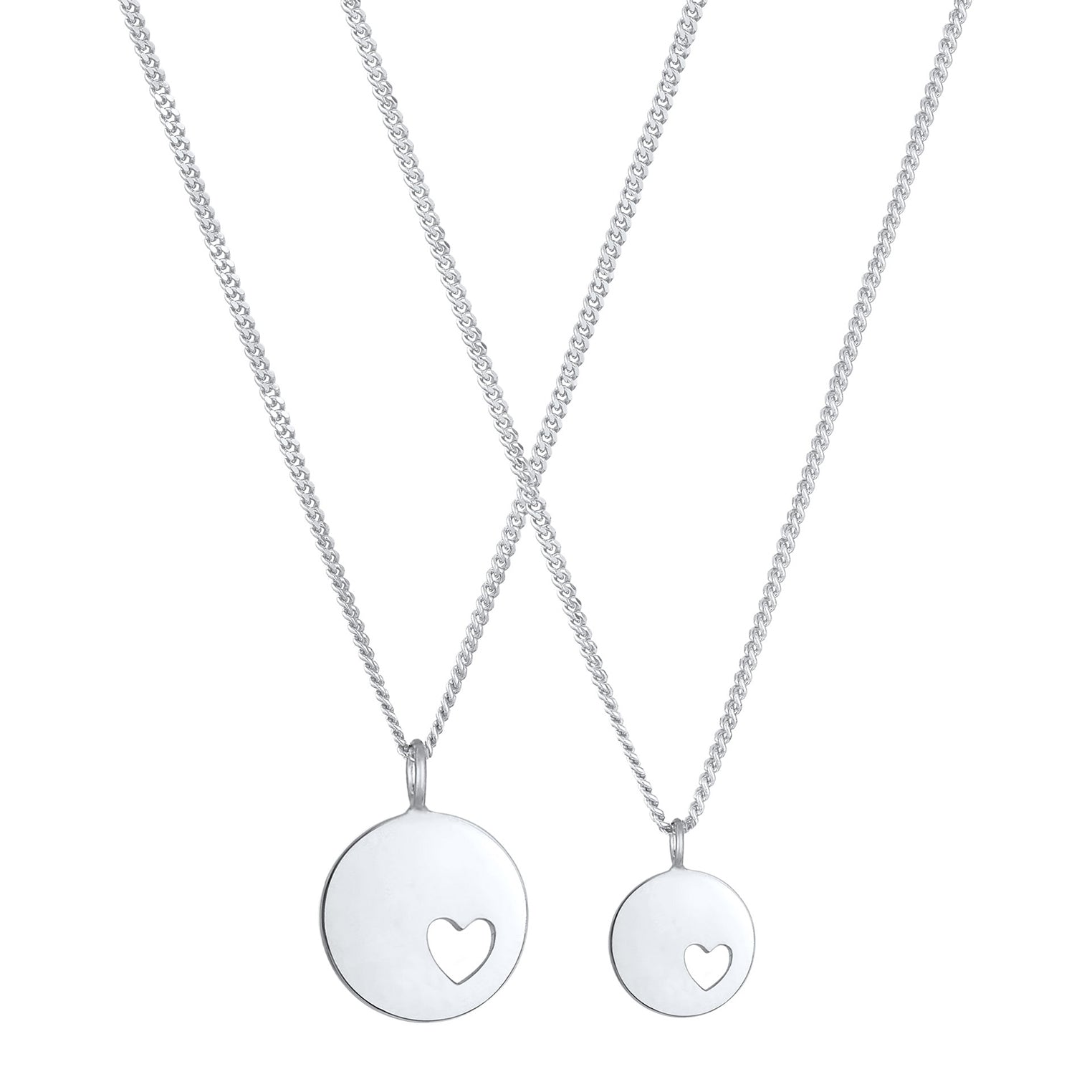 Silber - Elli | Mutter-Kind-Kettenset Herz | 925er Sterling Silber